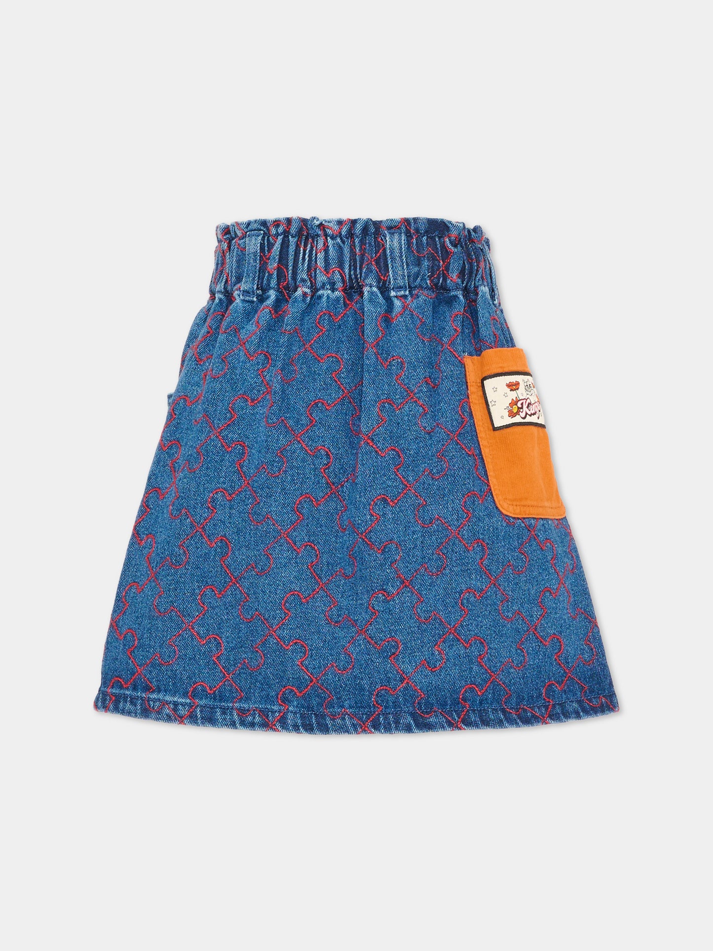 Gonna denim per bambina con patch,Kenzo Kids,K61905 Z25