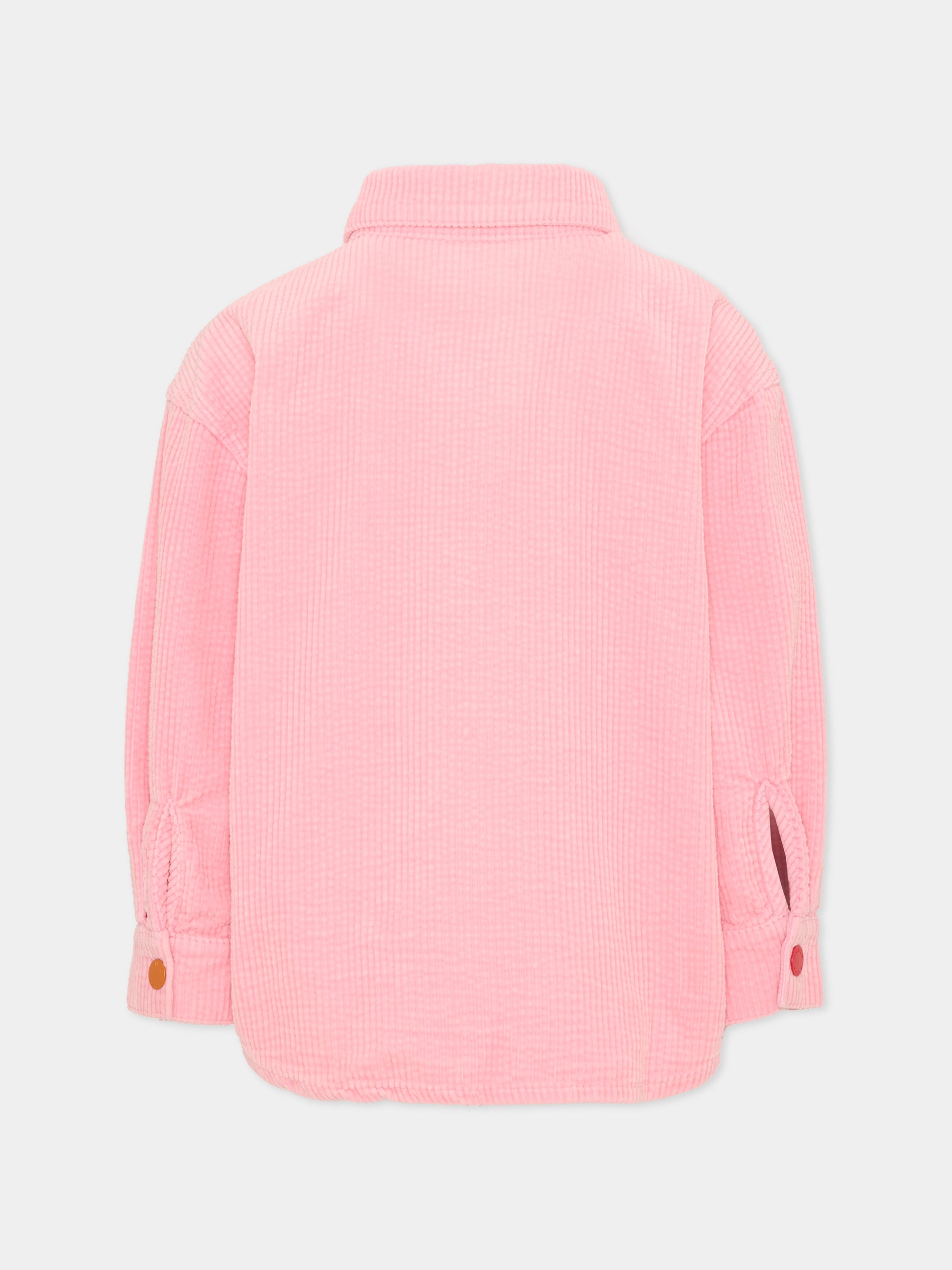 Camicia a manica lunga rosa per bambina con patch,Kenzo Kids,K61910 45A