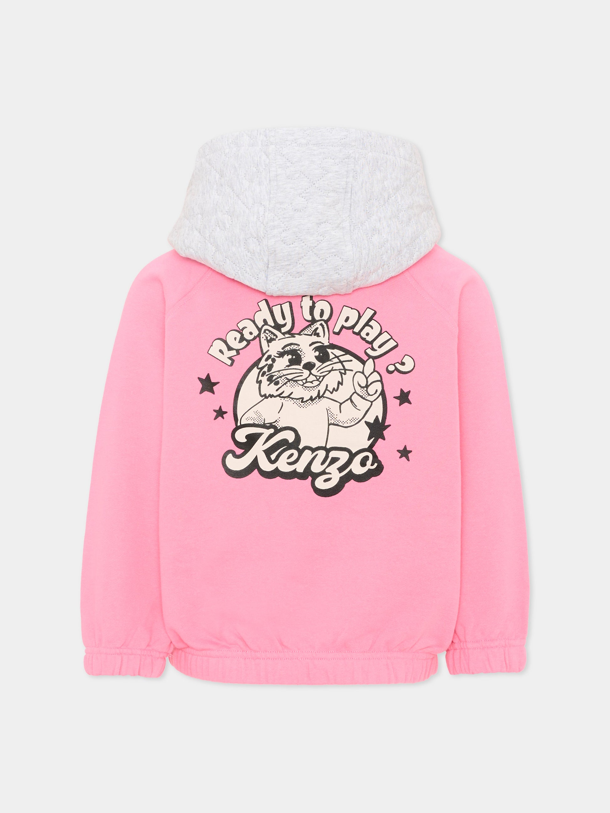 Felpa rosa per bambina con logo,Kenzo Kids,K61913 45A