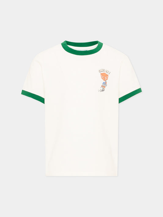 T-Shirt avorio per bambino con elefante,Kenzo Kids,K61930 117