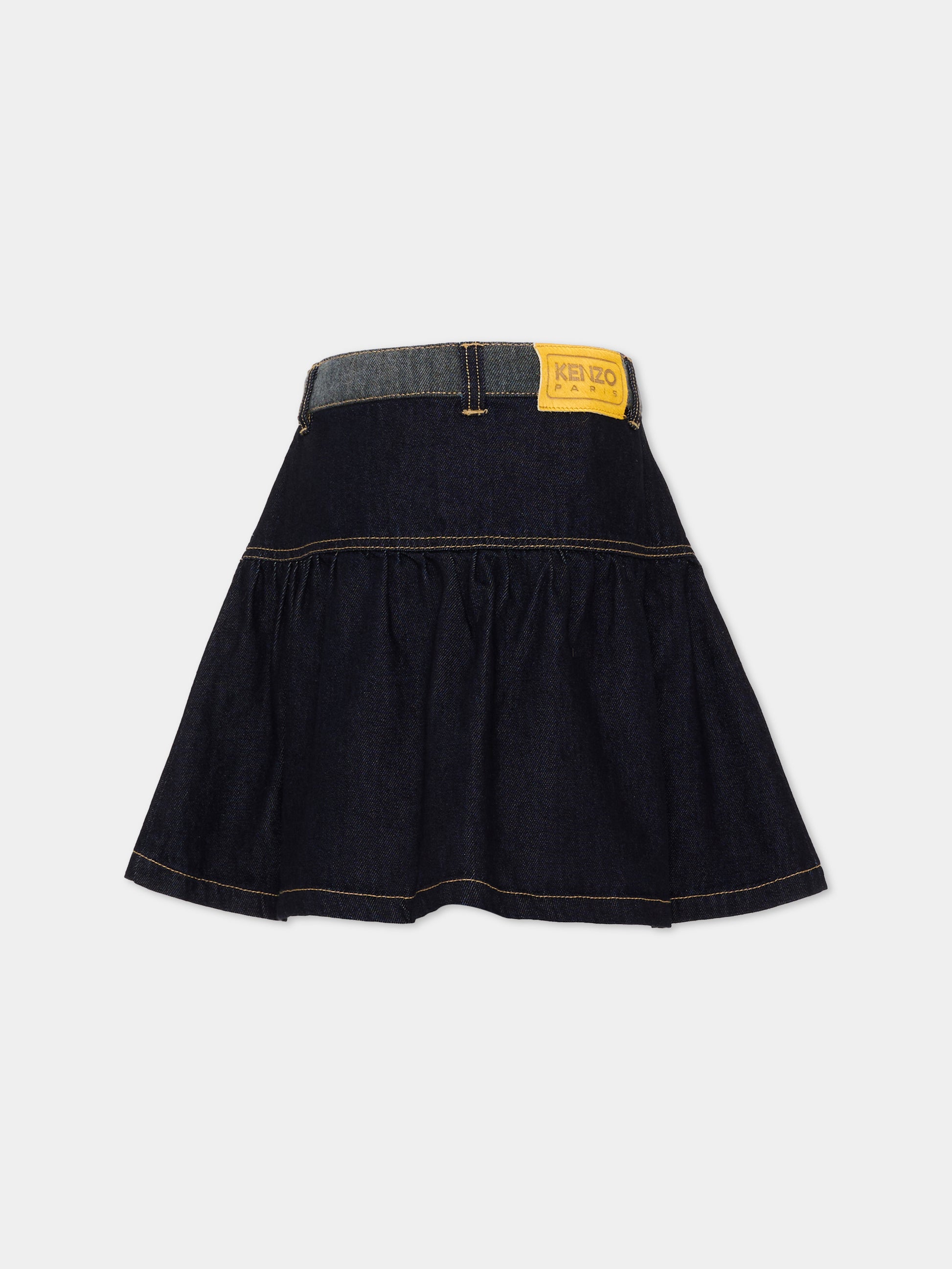 Gonna denim per bambina con patch logo,Kenzo Kids,K61965 Z35