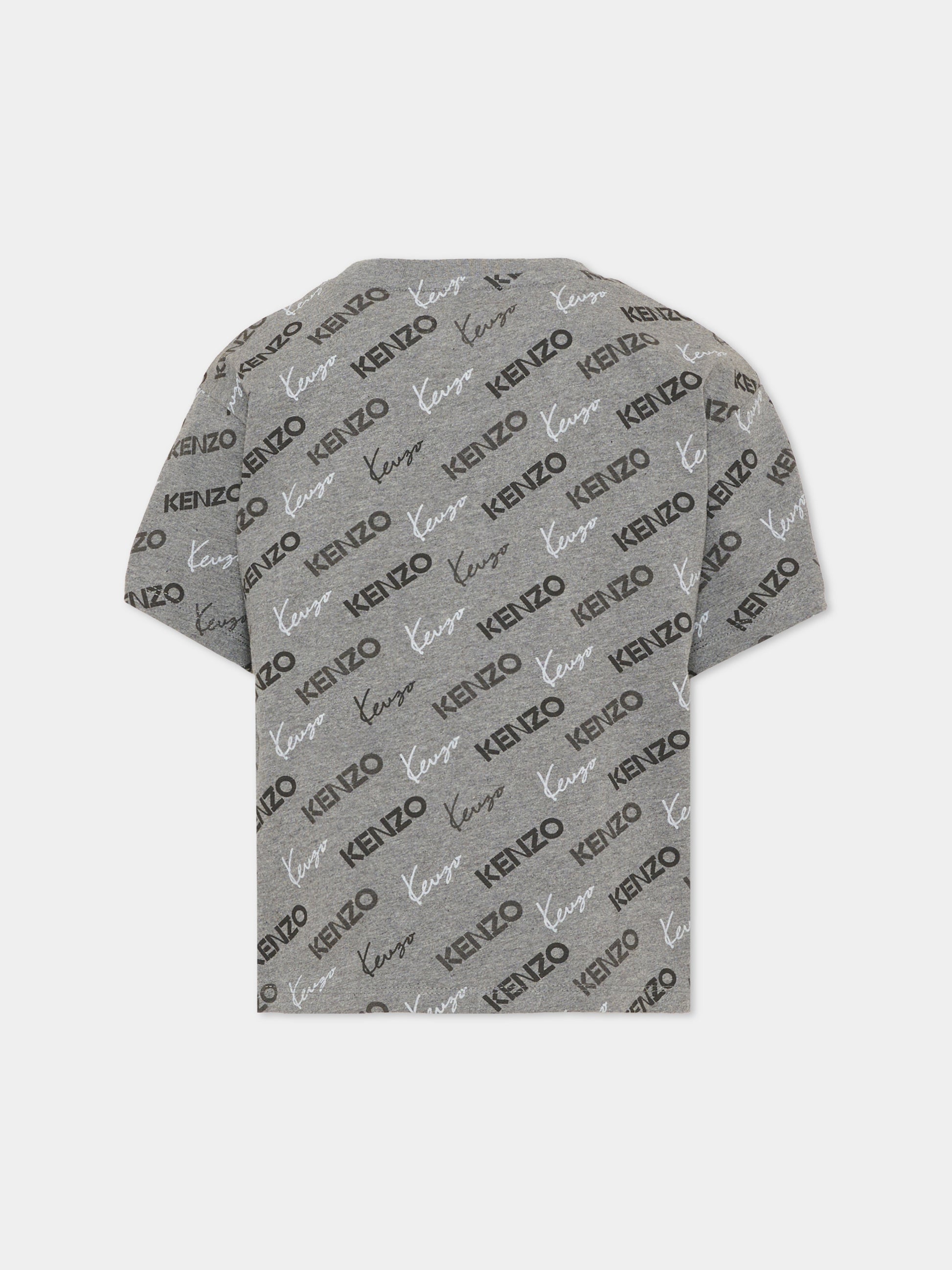 T-shirt a manica corta grigia per bambino con logo,Kenzo Kids,K62013 A29