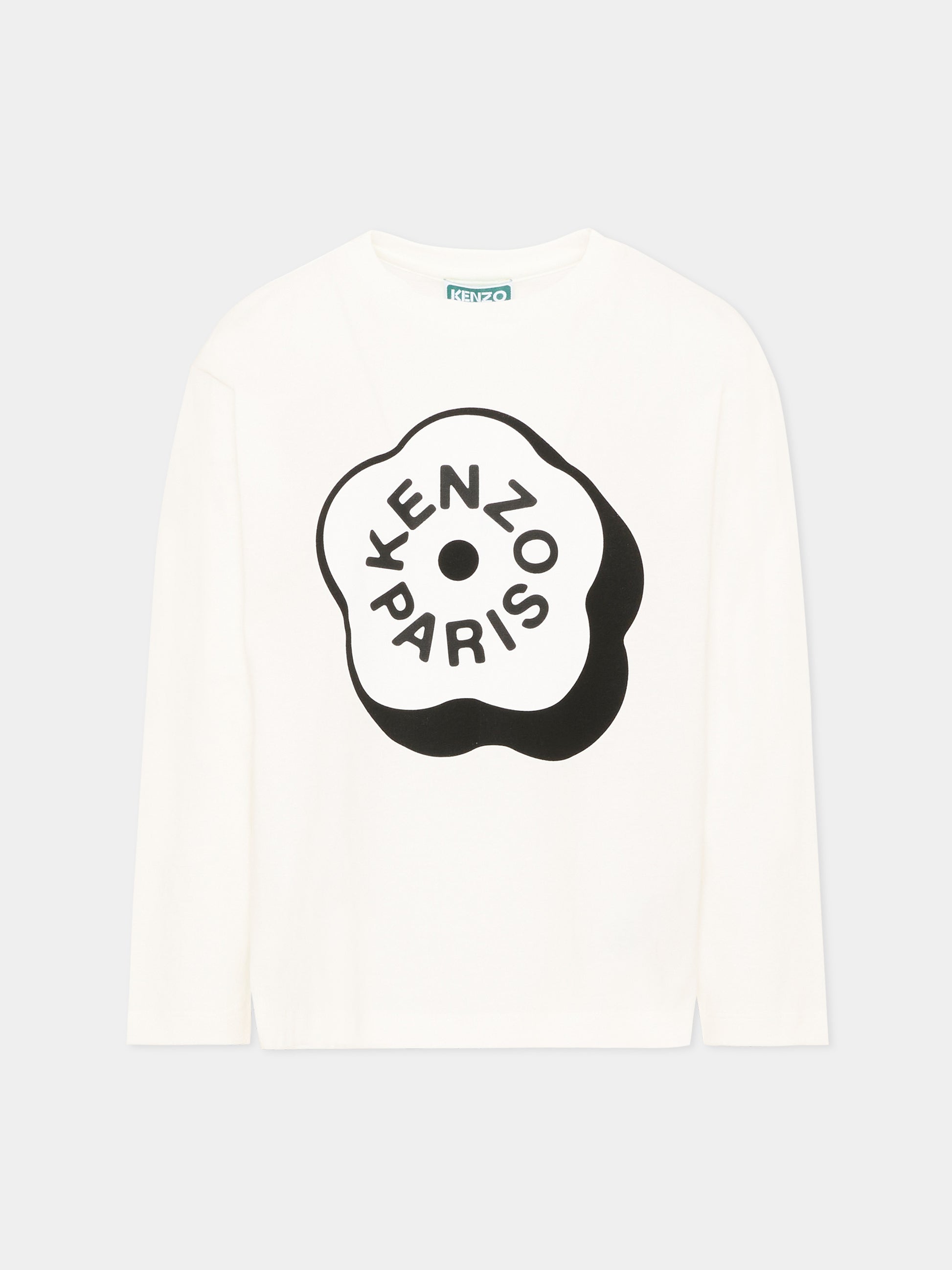 T-Shirt avorio per bambina con logo,Kenzo Kids,K62020 117