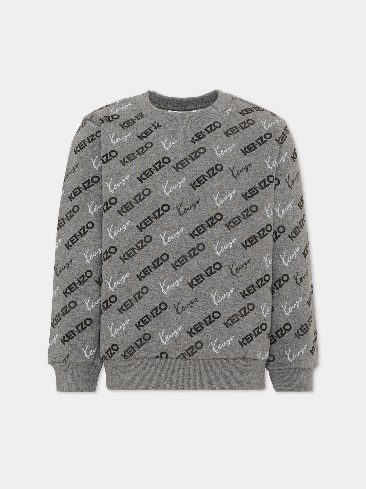 Felpa girocollo grigia per bambino con logo,Kenzo Kids,K62032 A29