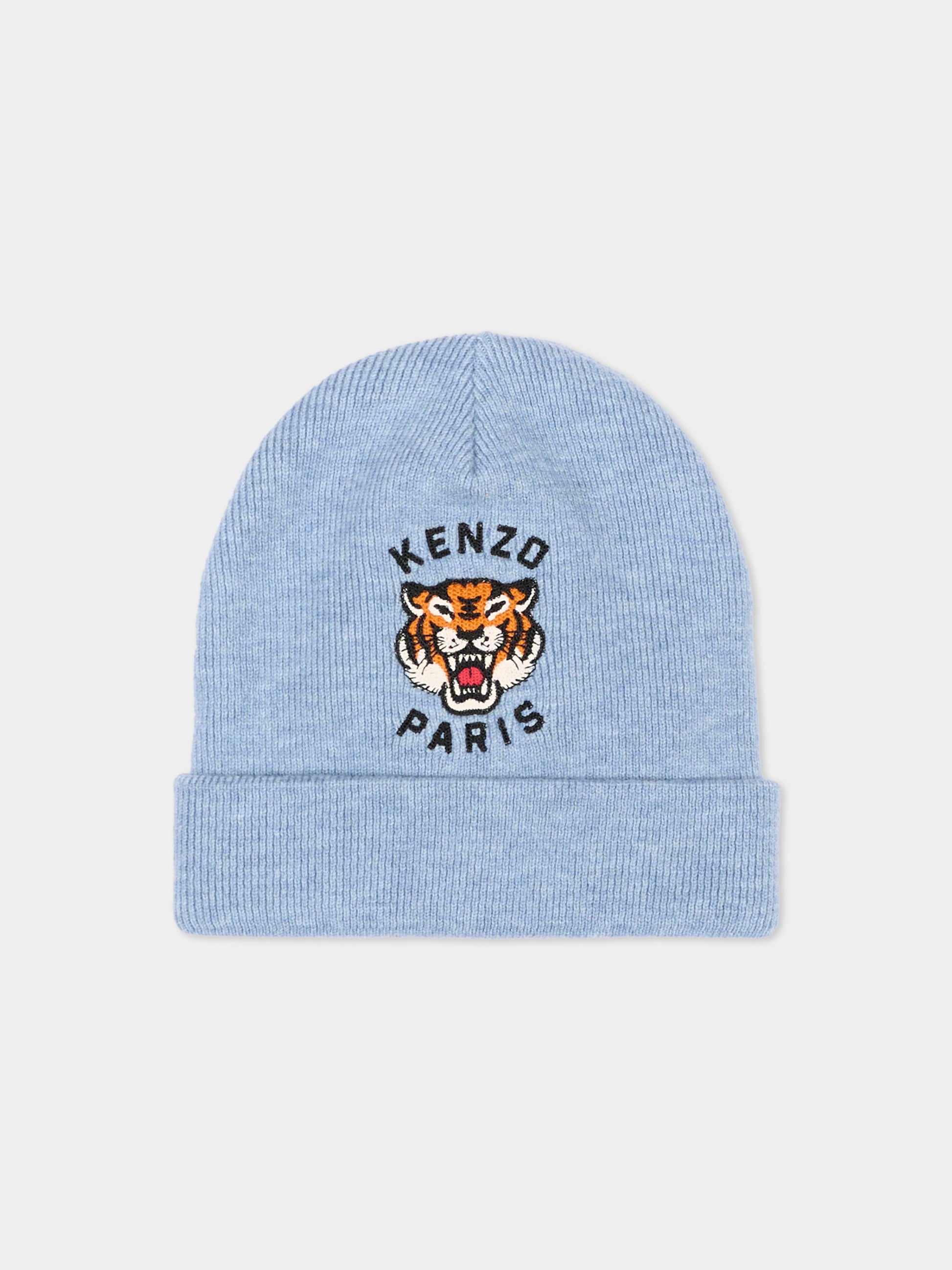 Berretto azzurro per bambino con logo,Kenzo Kids,K62156 77E