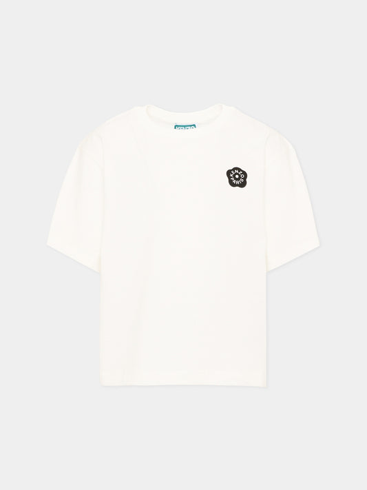 T-shirt bianca per bambina con logo,Kenzo Kids,K62190 117