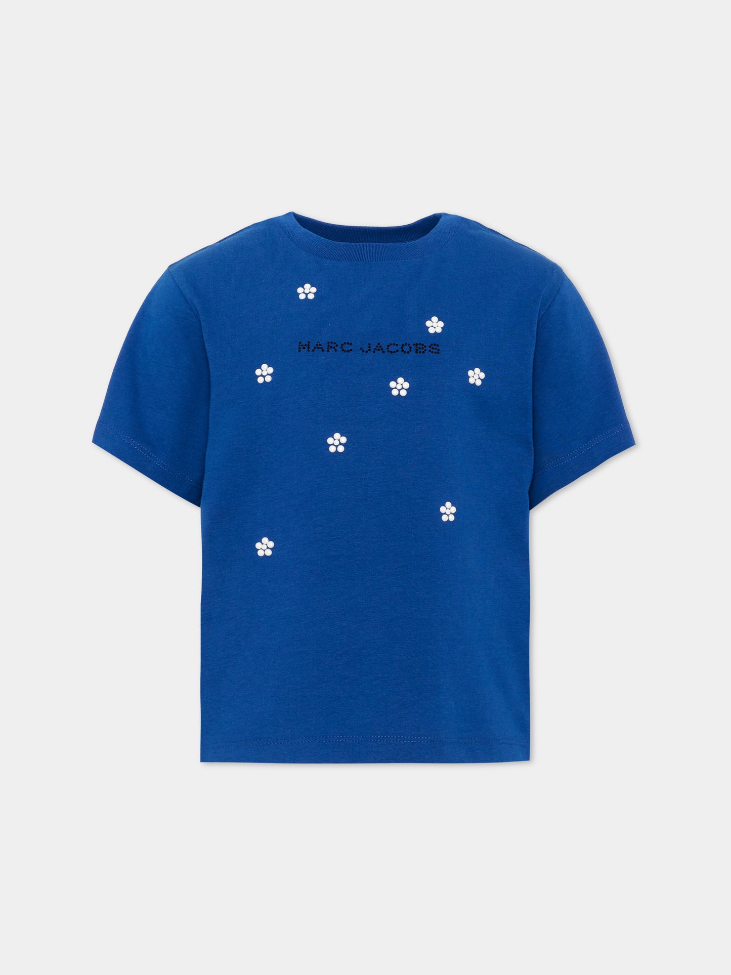 T-shirt blu per bambina con fiori,Marc Jacobs,W60993 841