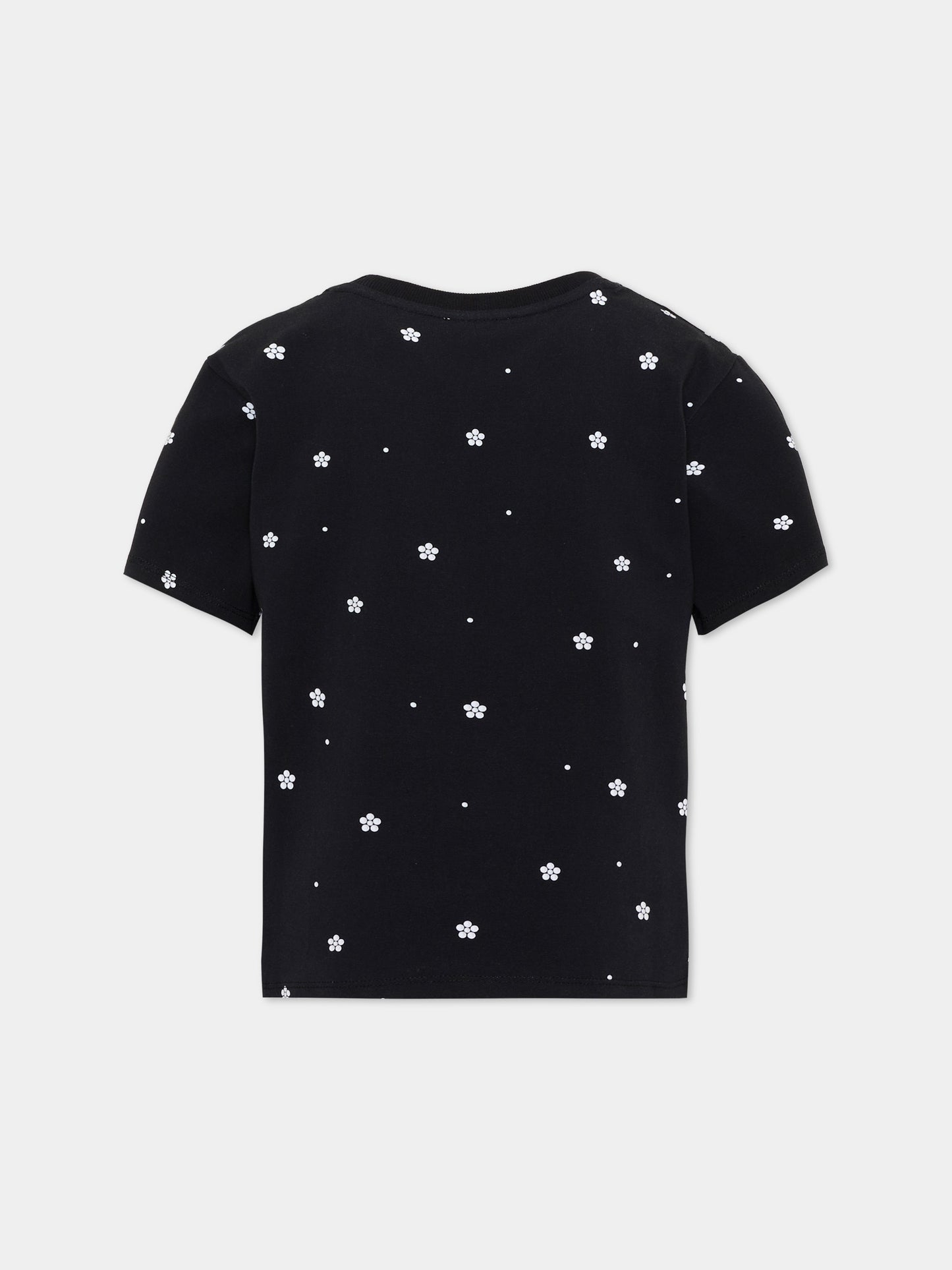 T-shirt nera per bambina con fiori,Marc Jacobs,W60995 09B