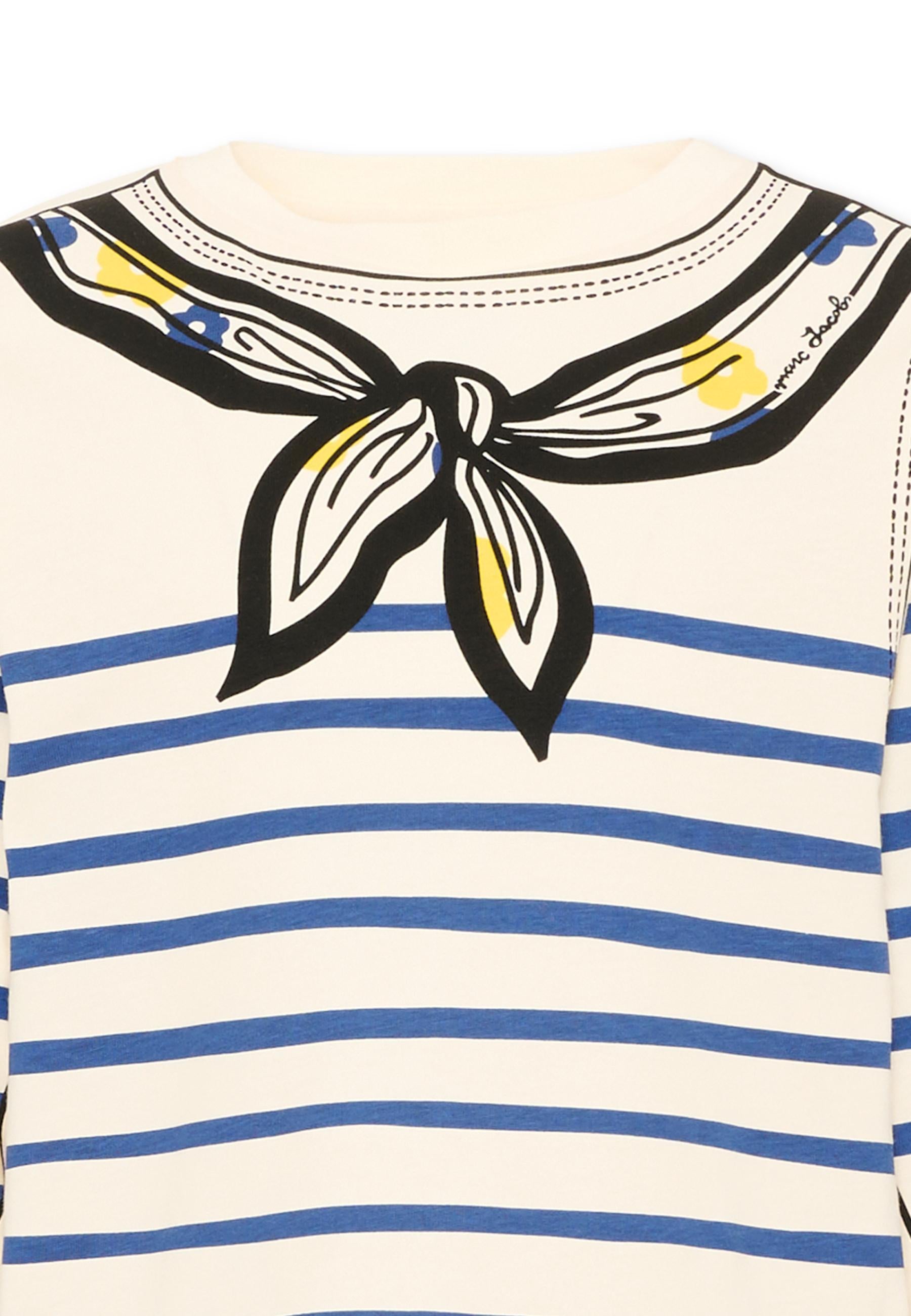 T-Shirt avorio per bambina a righe,Marc Jacobs,W60998 148