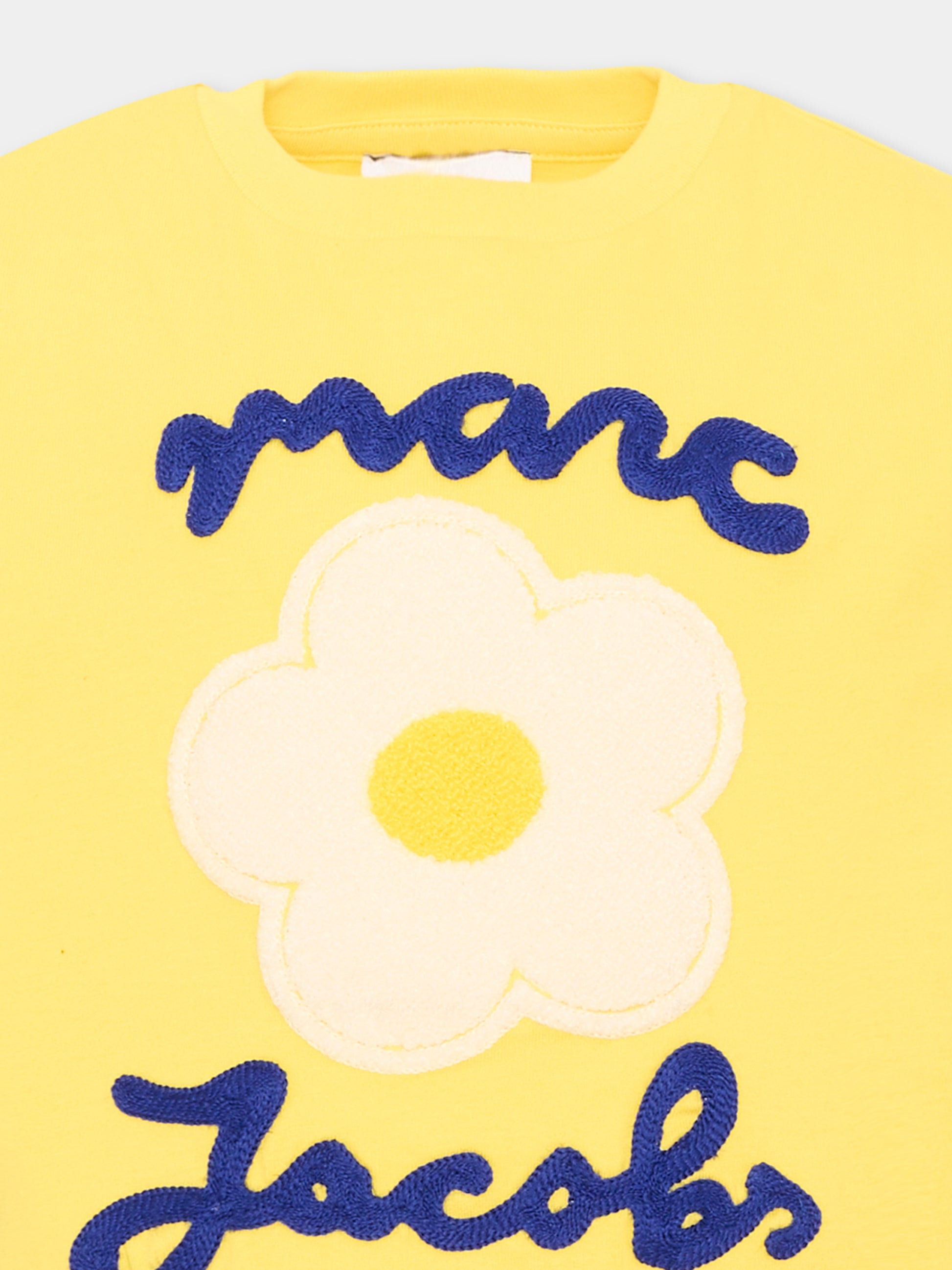 T-shirt a manica corta gialla per bambina con fiore,Marc Jacobs,W61000 526