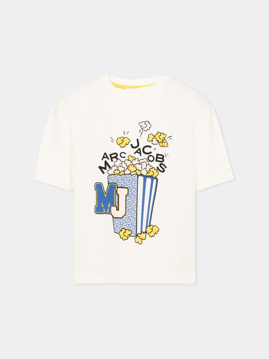 T-Shirt avorio per bambino con stampa popcorn,Marc Jacobs,W61031 126