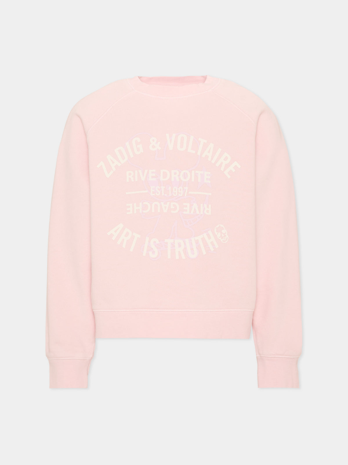 Felpa girocollo rosa per bambina con stampa,Zadig & Voltaire Kids,X60798 44A