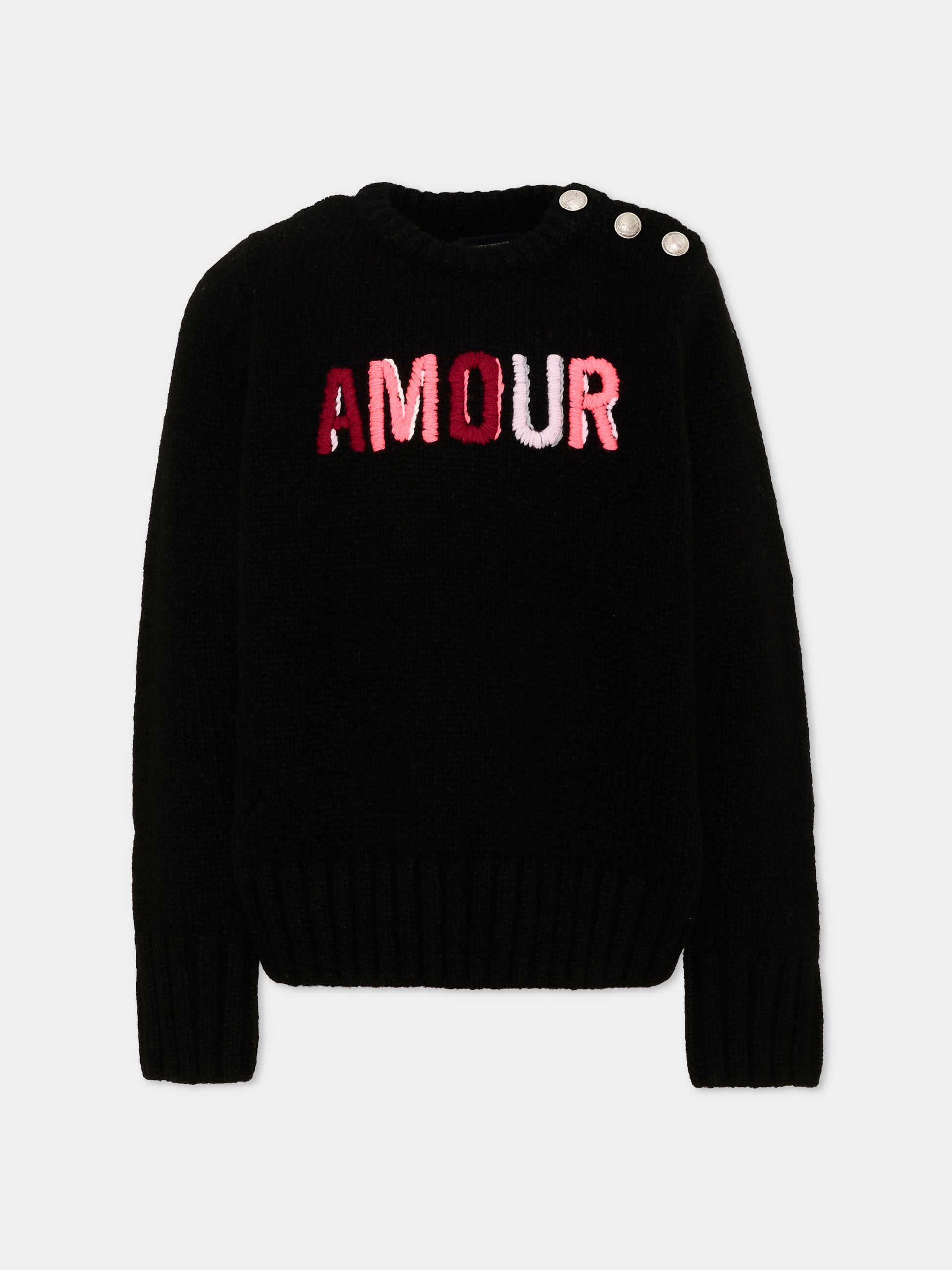 Maglione nero per bambina con scritta,Zadig & Voltaire Kids,X60809 09B