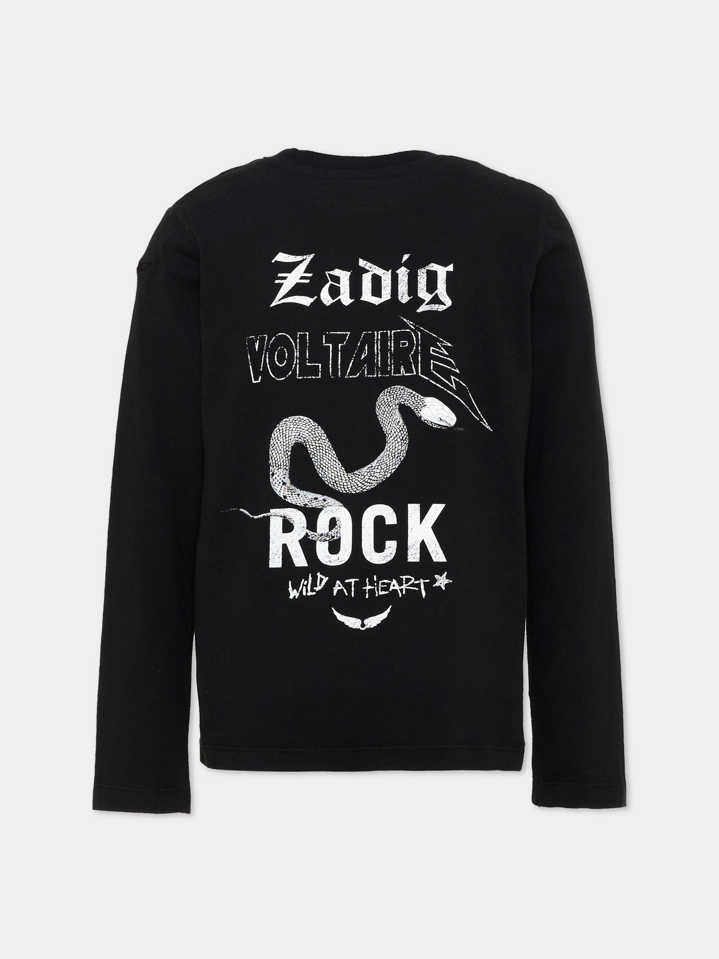 T-shirt nera per bambini con logo,Zadig & Voltaire Kids,X60842 09B