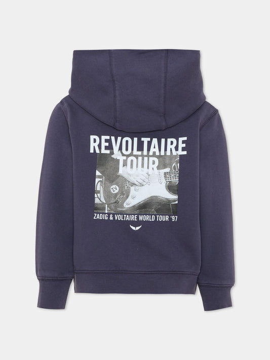 Felpa blu per bambino con logo,Zadig & Voltaire Kids,X60847 849