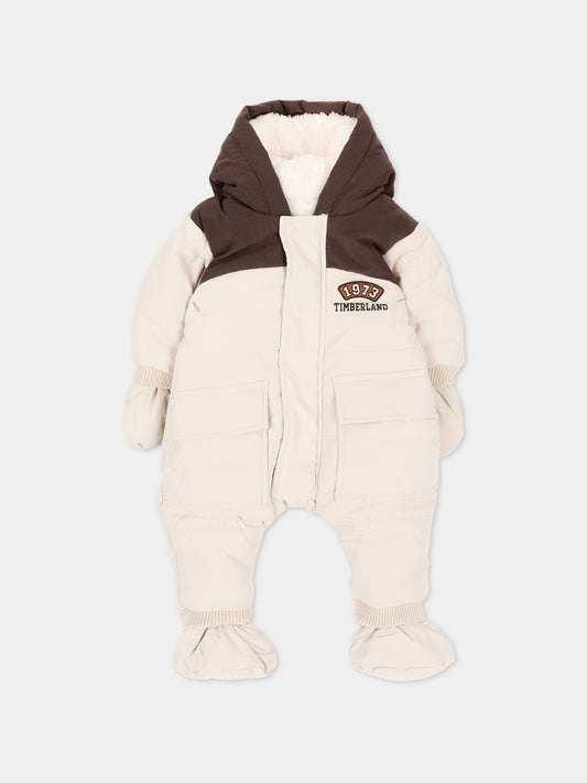 Piumino avorio per neonato con guanti e piedini,Timberland,T61010 192