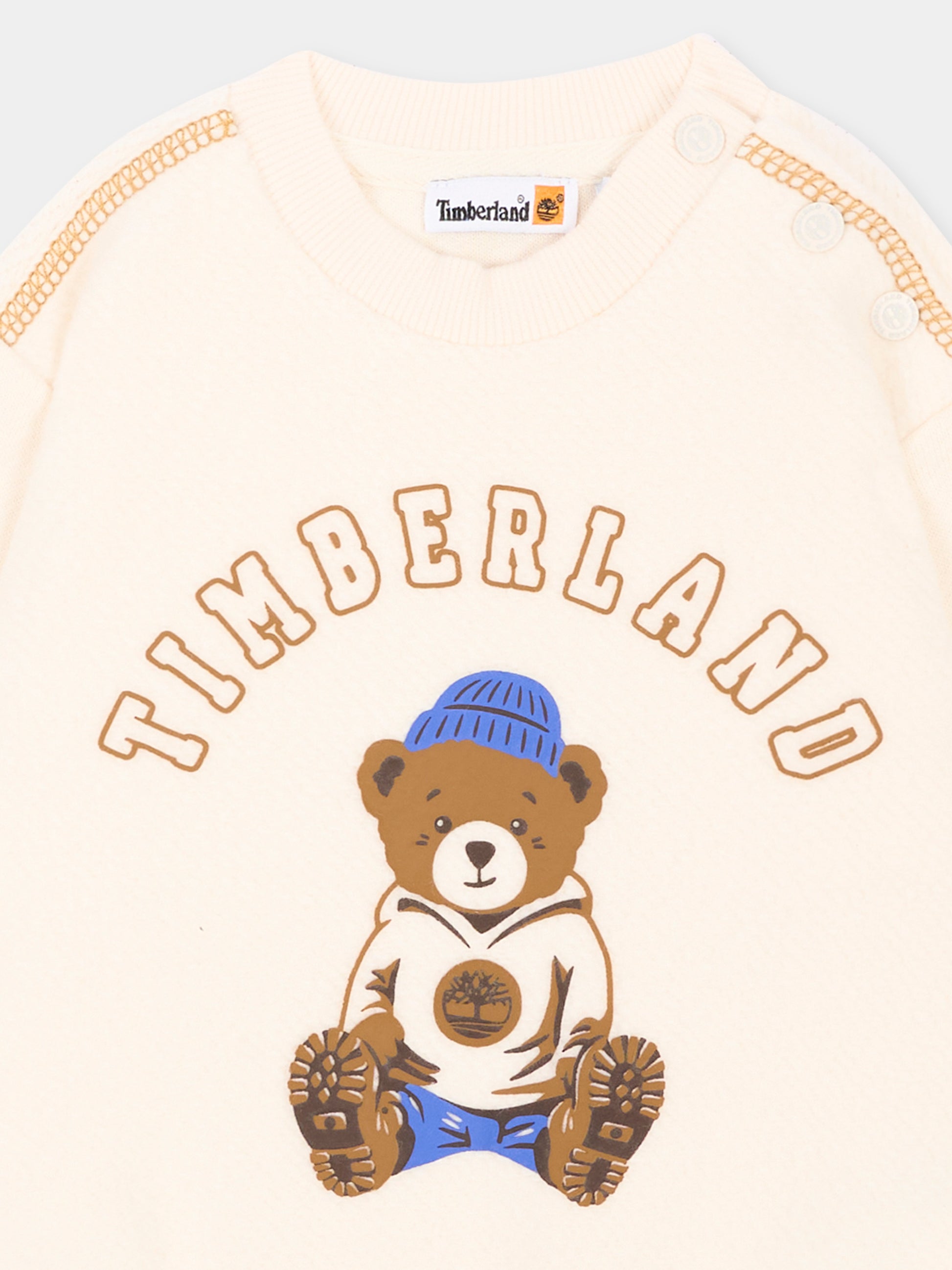 Felpa avorio per neonato con orsetto,Timberland,T61017 127