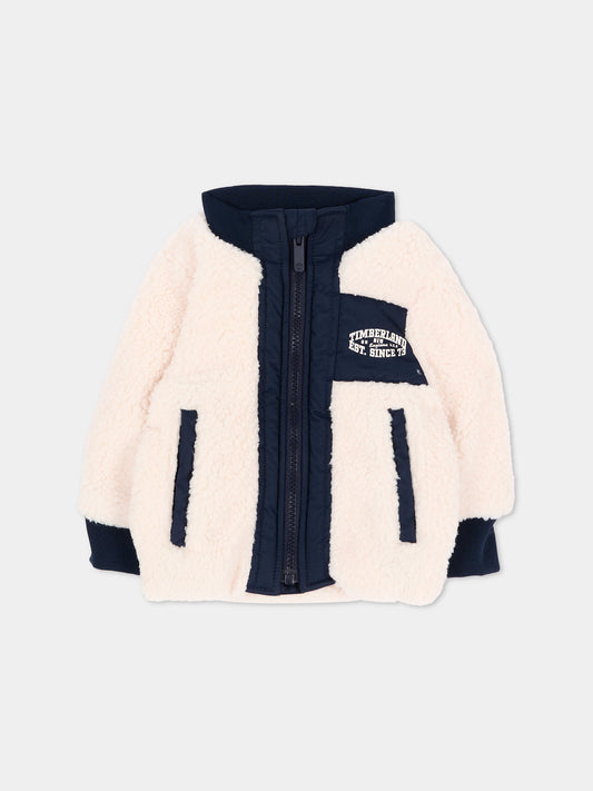 Ecopelliccia avorio per neonato con zip,Timberland,T61032 127