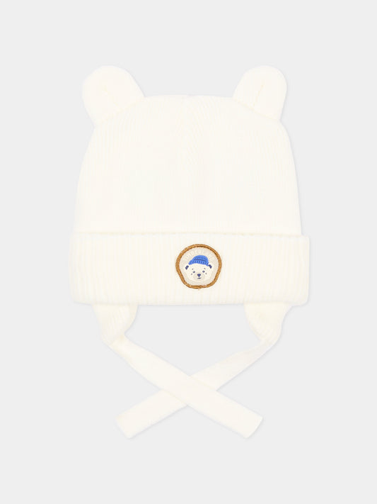 Berretto avorio per neonato con orsetto,Timberland,T61093 127