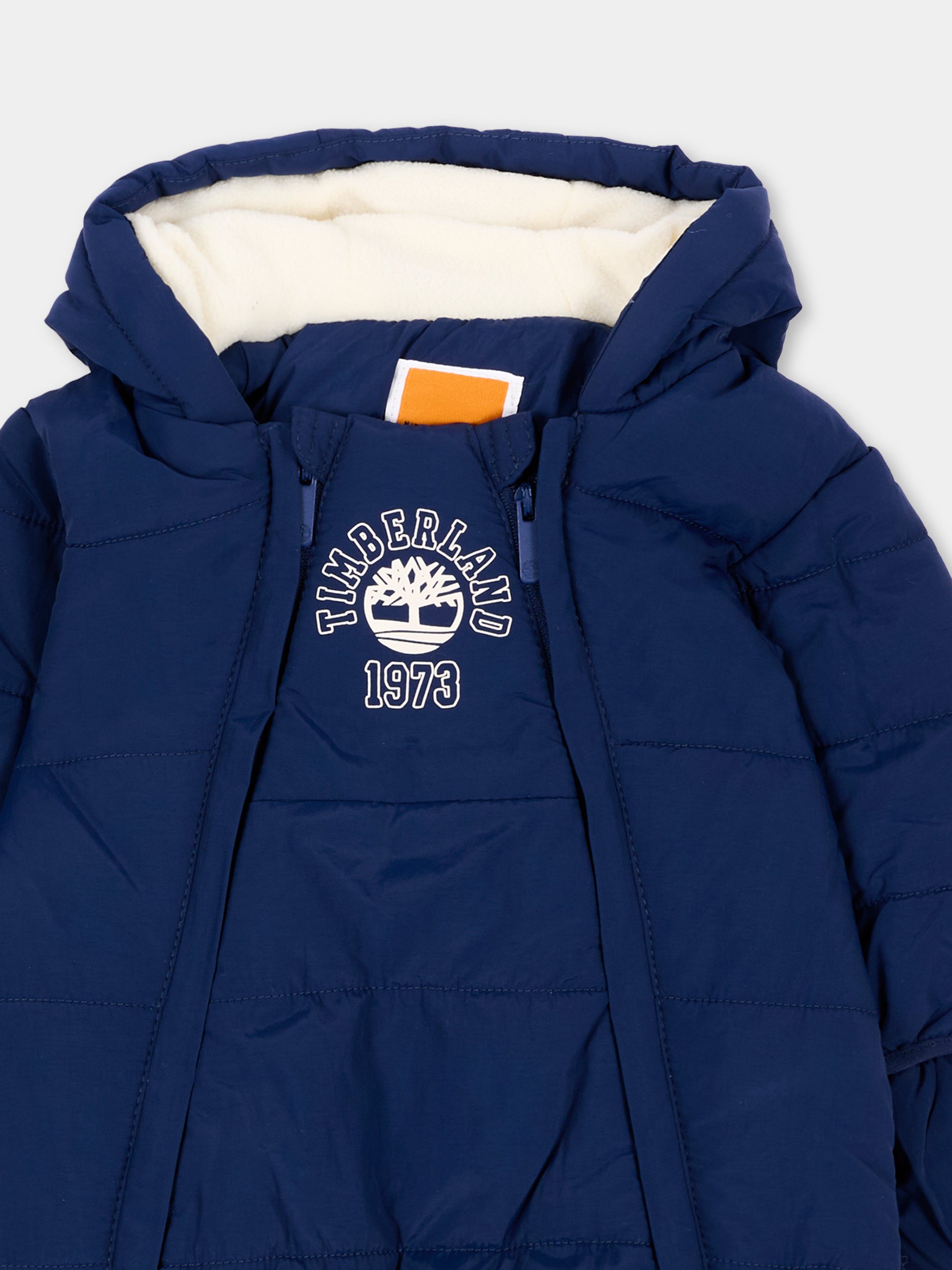 Piumino blu per neonato con guanti e piedini,Timberland,T61114 84N