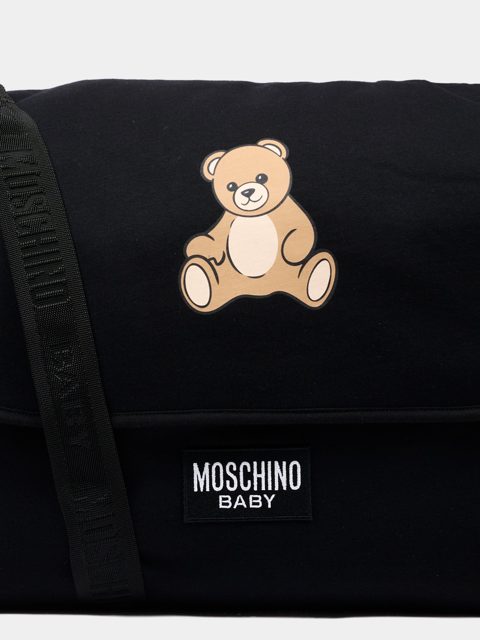 Borsa mamma nera per neonati con Teddy Bear,Moschino Kids,M5X03D LCA40 60100