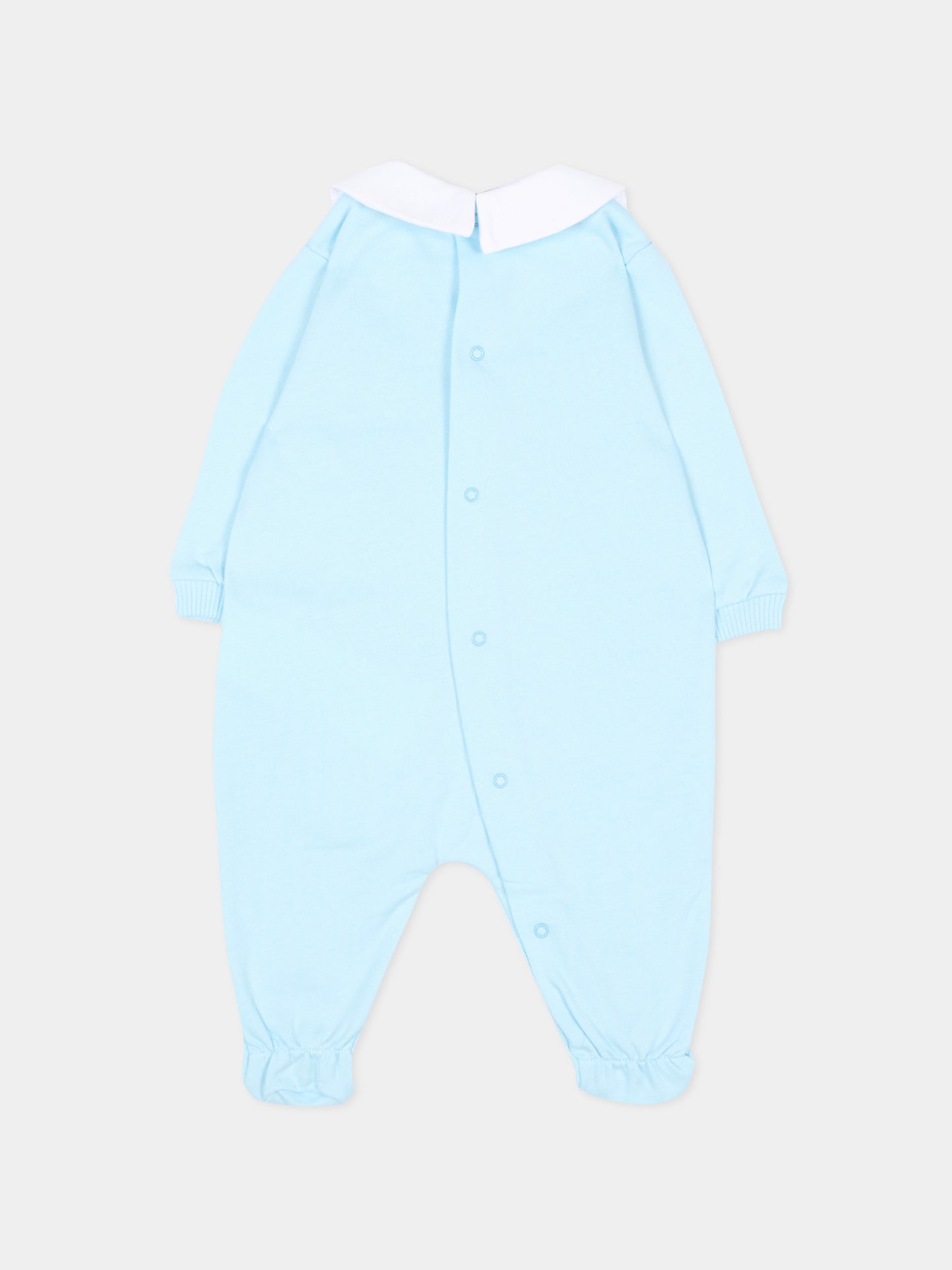 Tutina azzurra per neonato con Teddy Bear,Moschino Kids,M5Y037 LCA40 40304