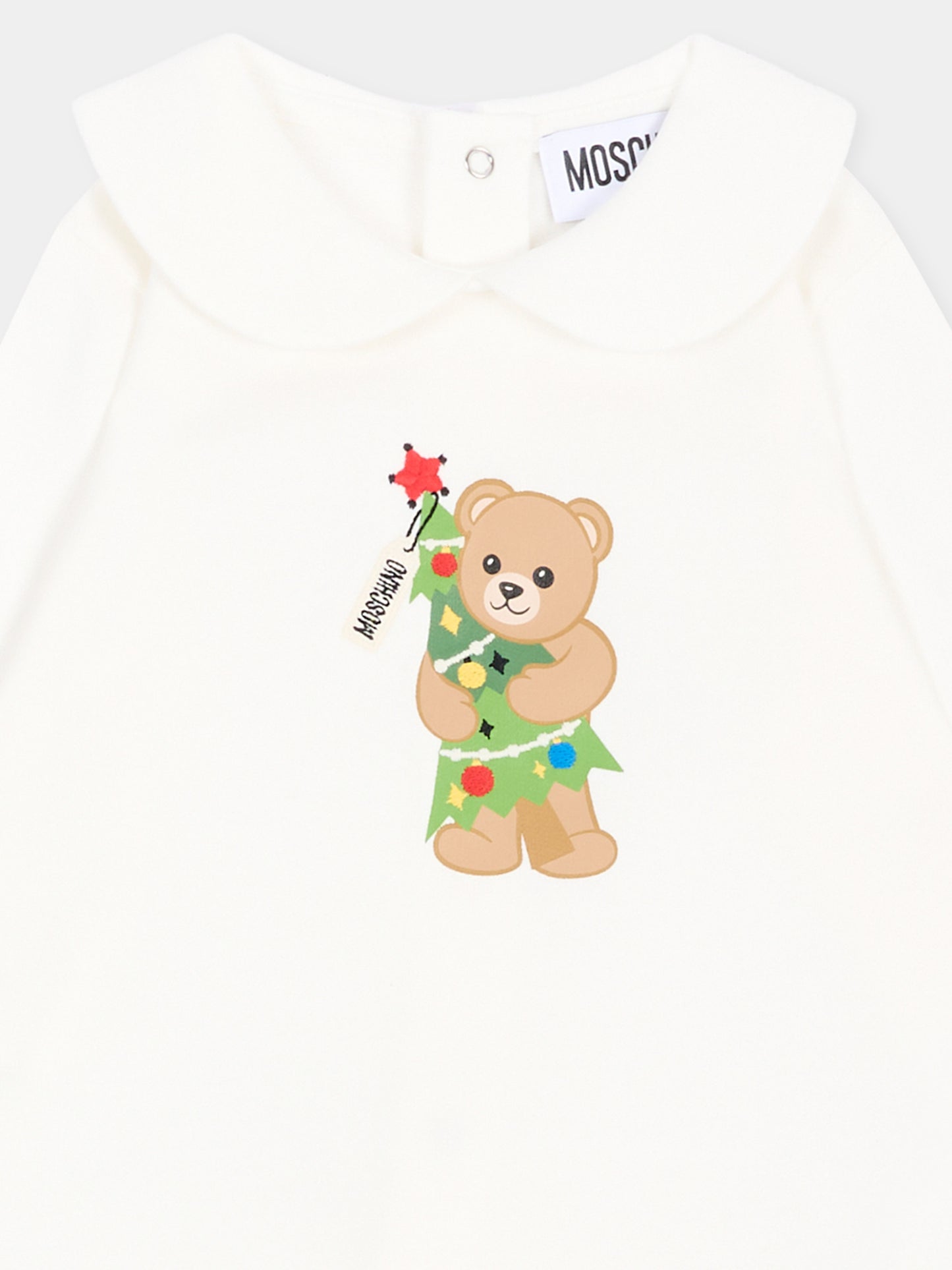 Tutina avorio per neonati con Teddy Bear,Moschino Kids,M6Y037 LCA61 10063