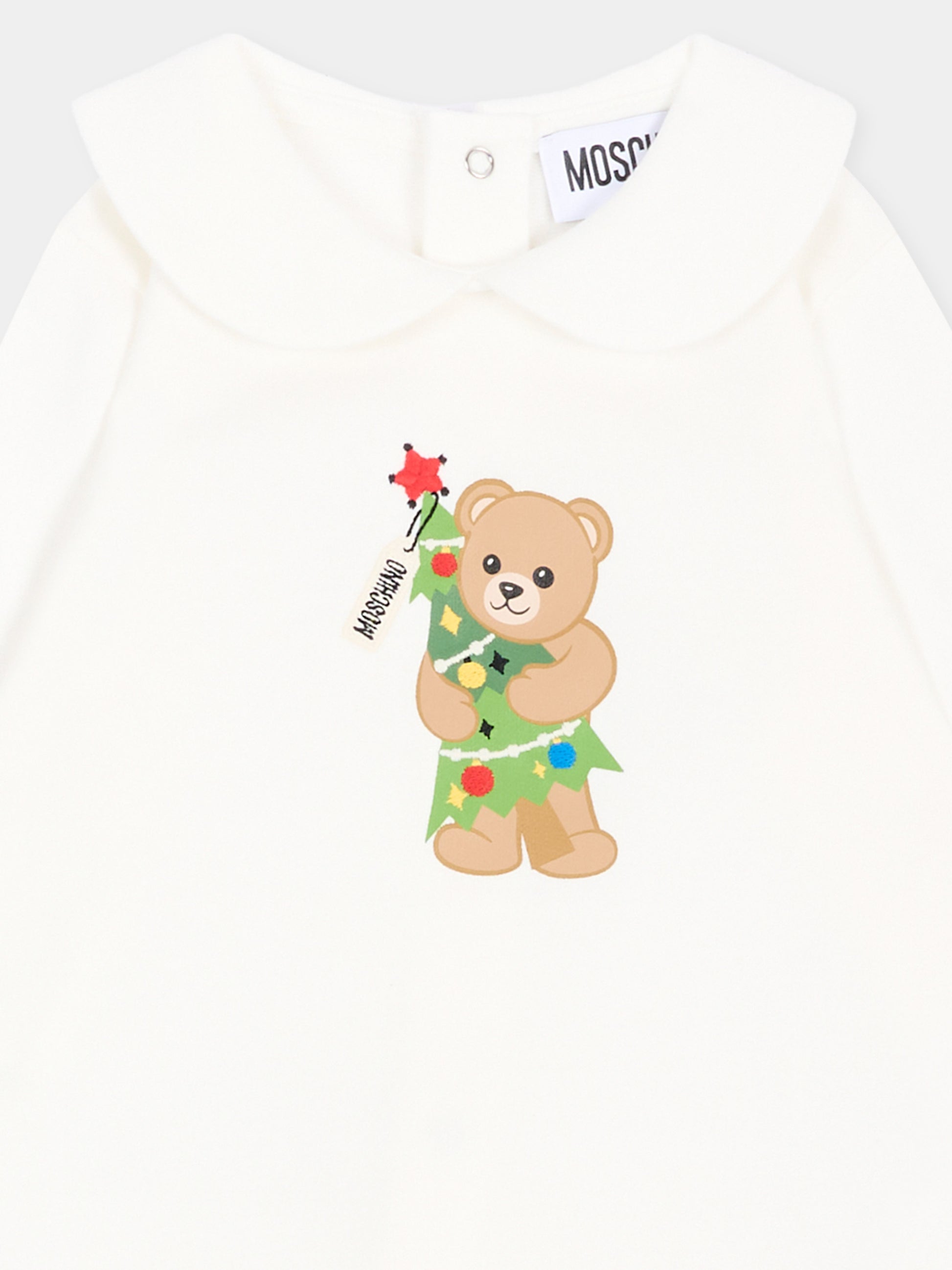 Tutina avorio per neonati con Teddy Bear,Moschino Kids,M6Y037 LCA61 10063