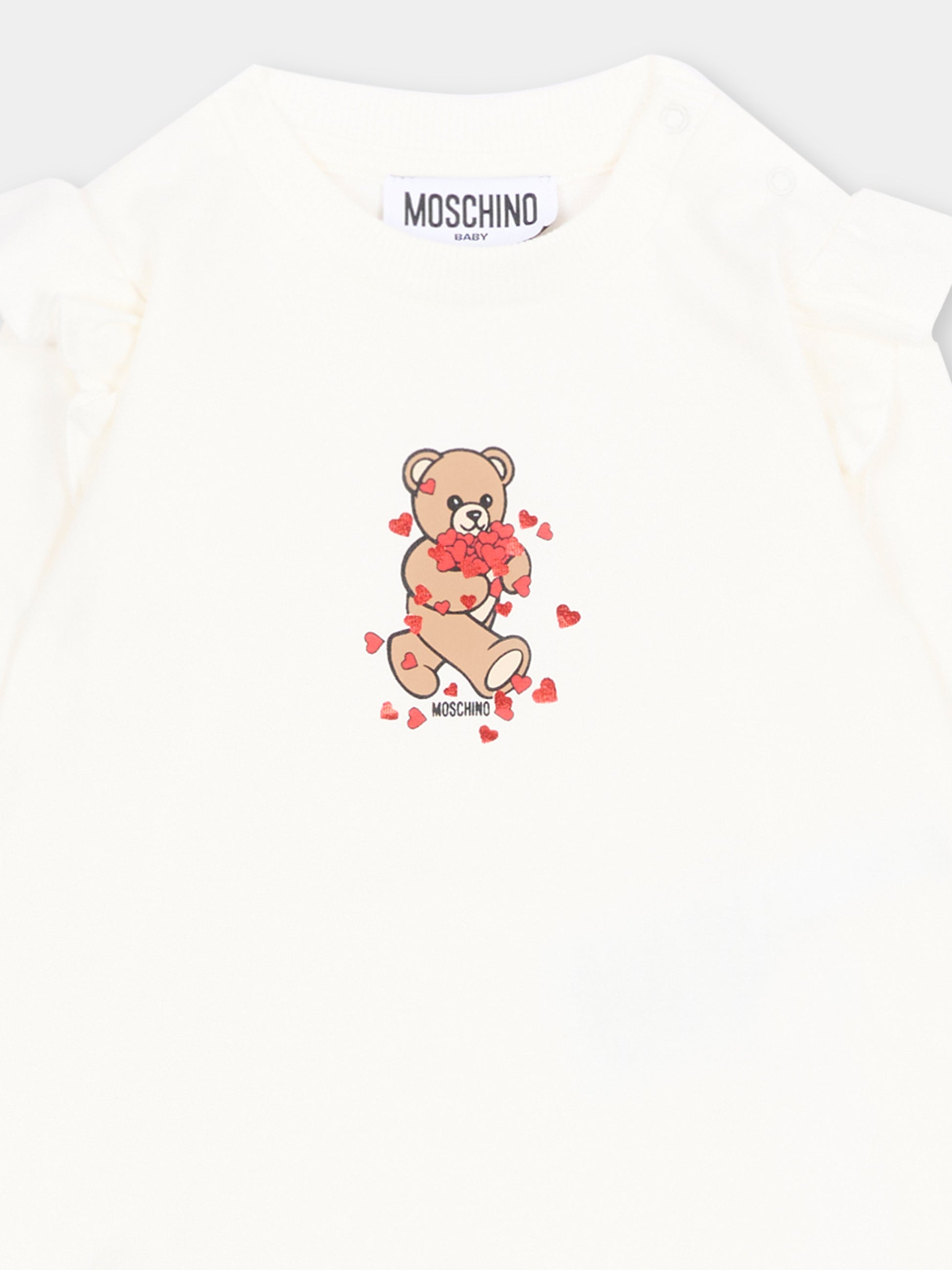 Completo rosso per neonata con Teddy Bear,Moschino Kids,MCK01X LBA11 83979