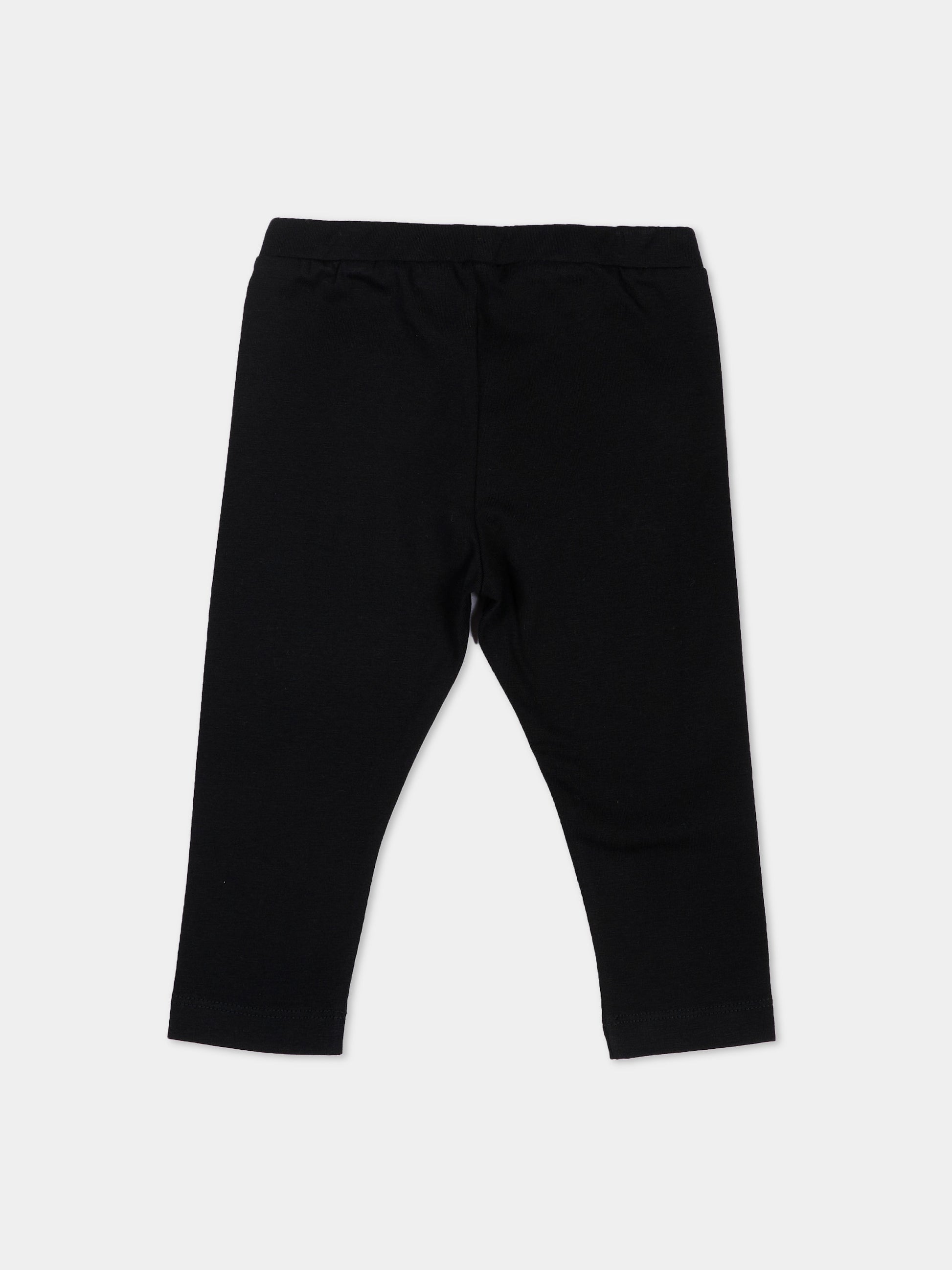 Leggings nero per neonata con Teddy Bear,Moschino Kids,MDP03O LBA11 60100