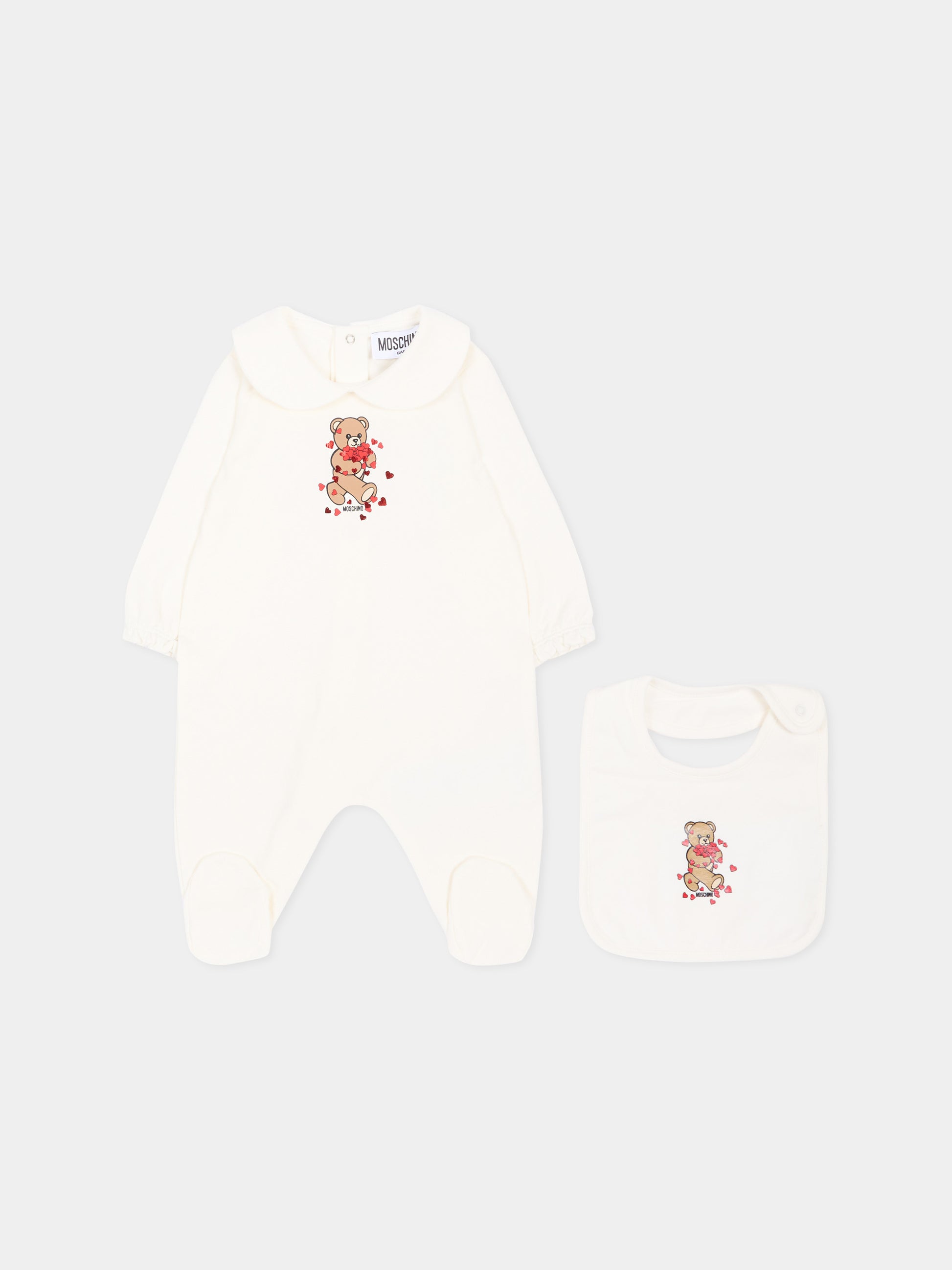 Set tutine avorio per neonata con Teddy Bear,Moschino Kids,MDY01C LDA63 10063