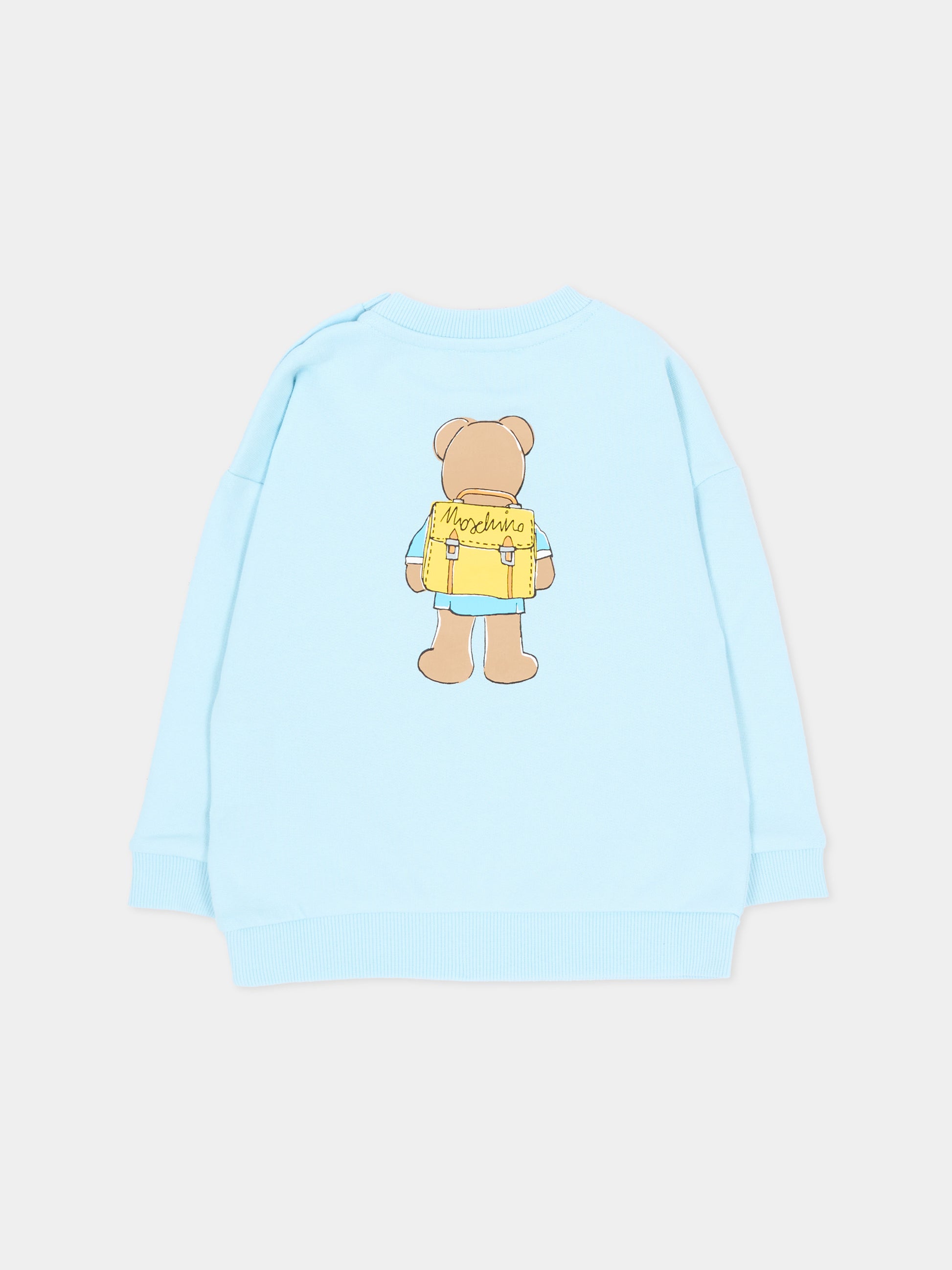 Felpa azzurra per neonato con teddy bear,Moschino Kids,MMF06H LCA40 40304