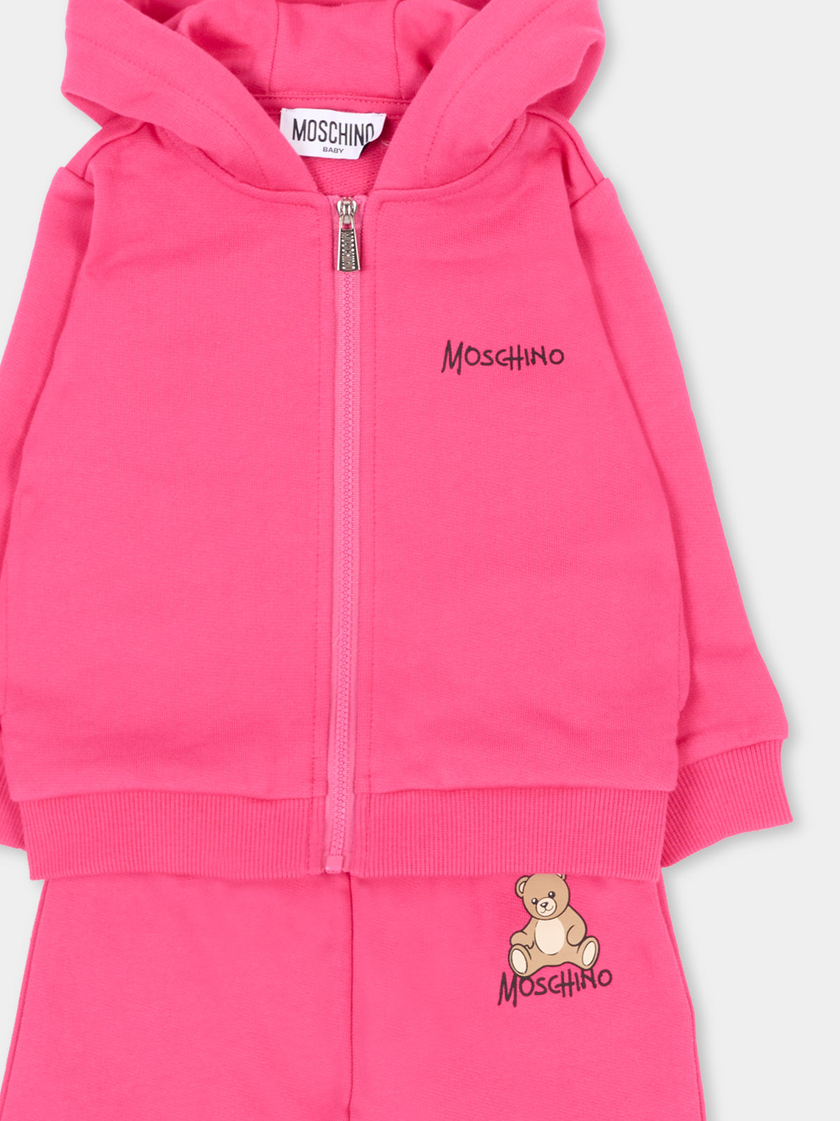 Completo sportivo lungo rosa con teddy bear,Moschino Kids,MMK05G LCA40 51450