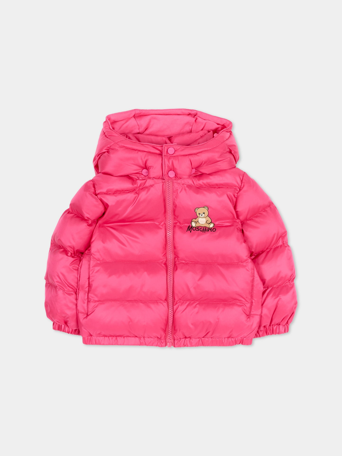 Piumino rosa per neonata con teddy bear,Moschino Kids,MMS02F L3AC3 51450
