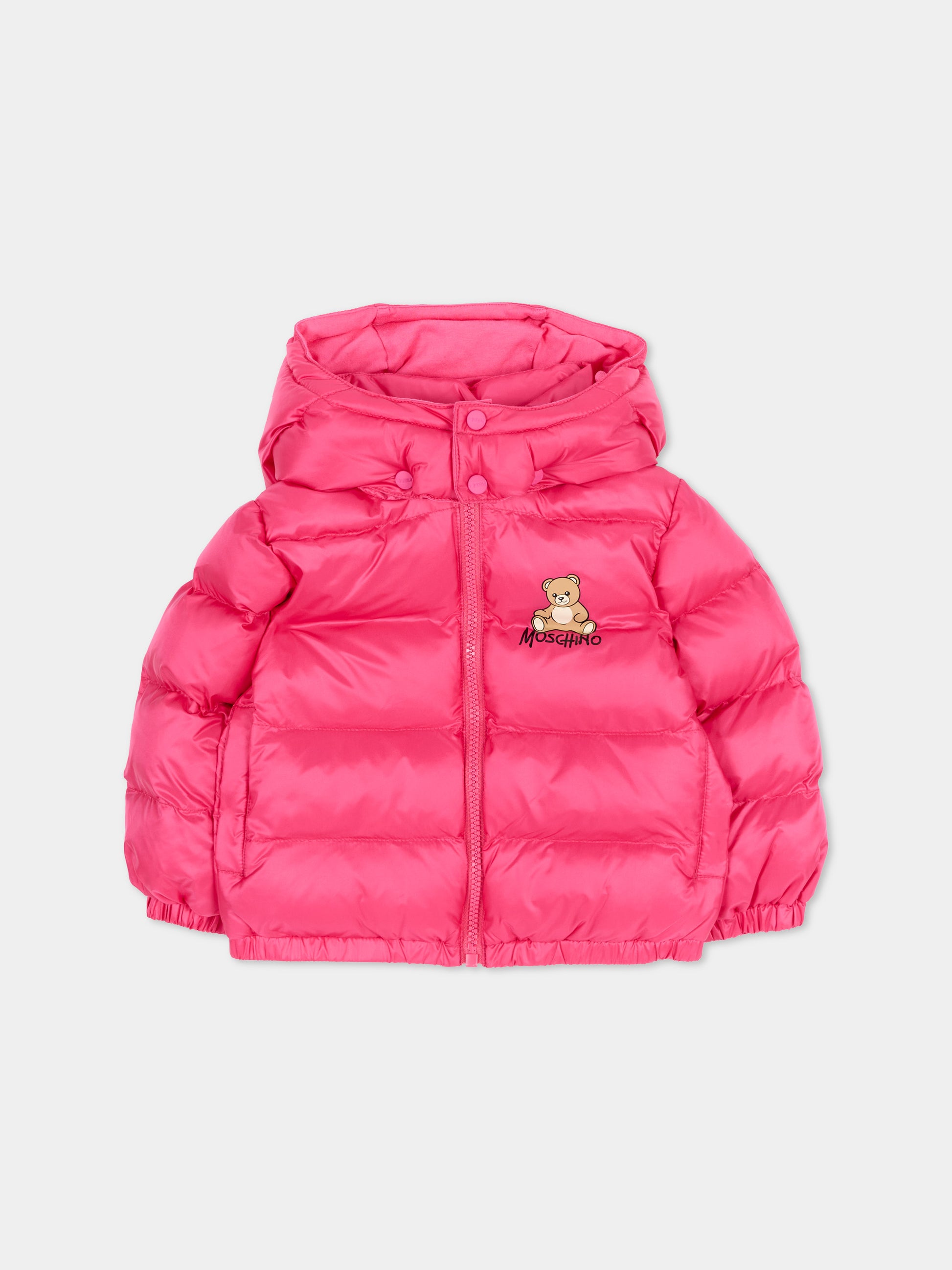 Piumino rosa per neonata con teddy bear,Moschino Kids,MMS02F L3AC3 51450