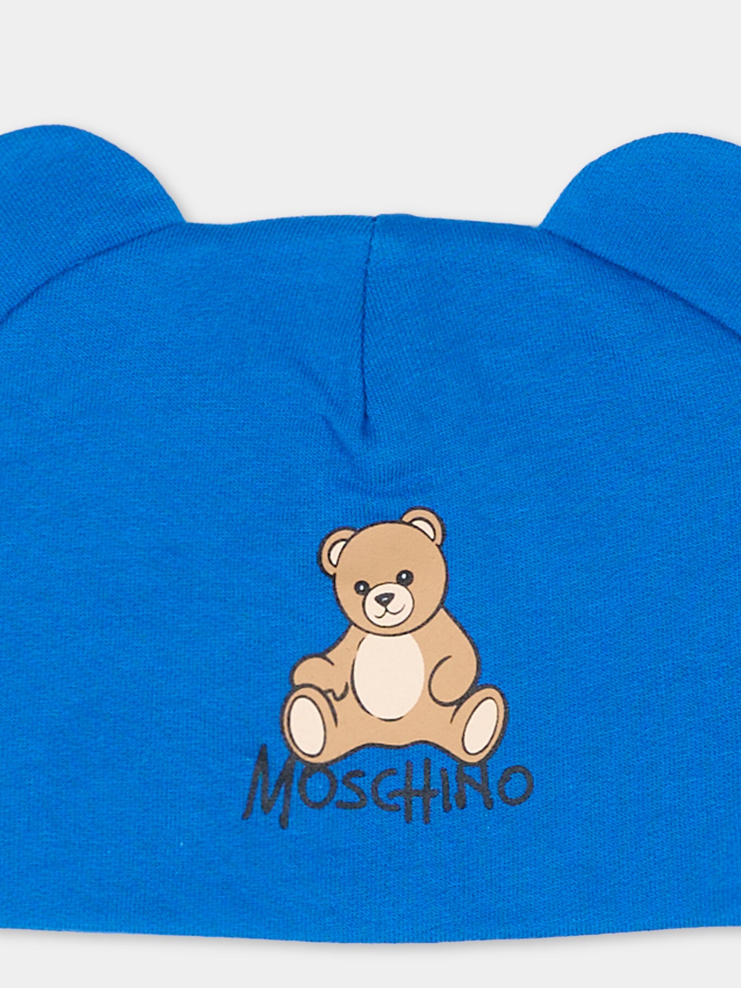 Cappello blu per neonato con Teddy Bear,Moschino Kids,MMX05H LCA40 40157