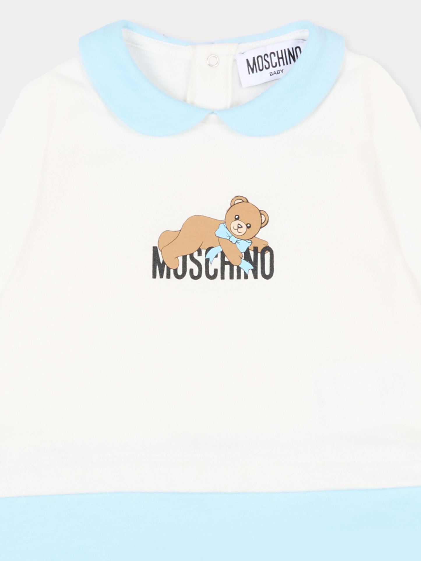 Tutina azzurra per neonato con Teddy Bear,Moschino Kids,MPY06Z LCA40 82731