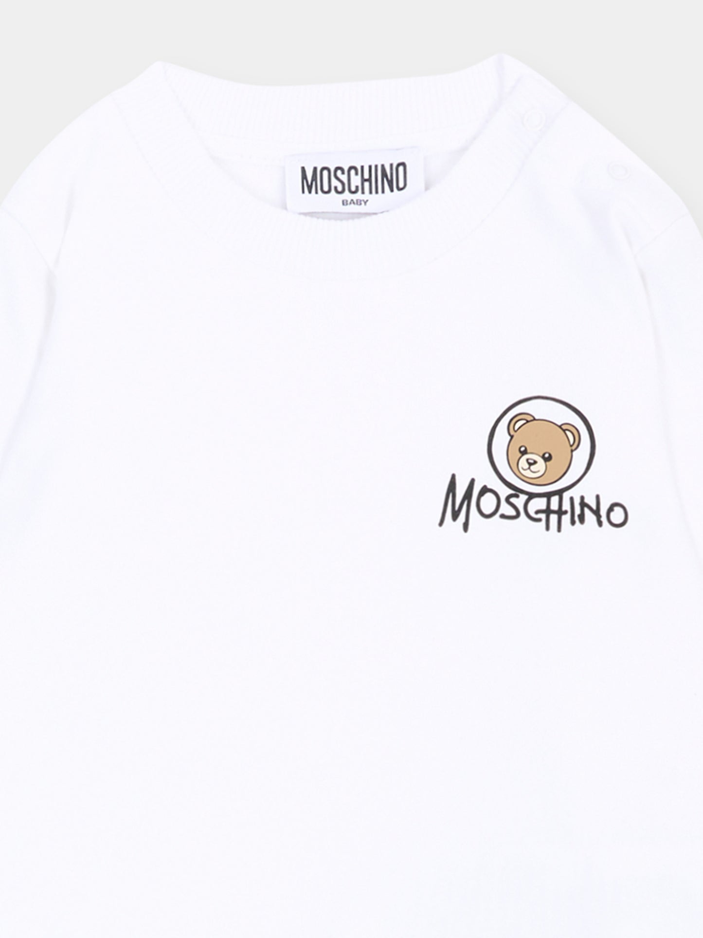 Completo sportivo bianco per neonati con Teddy Bear,Moschino Kids,MQK05E LCA83 10101