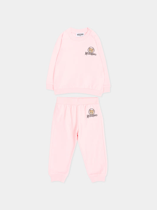Completo rosa per neonata con Teddy Bear,Moschino Kids,MQK05E LCA83 50209