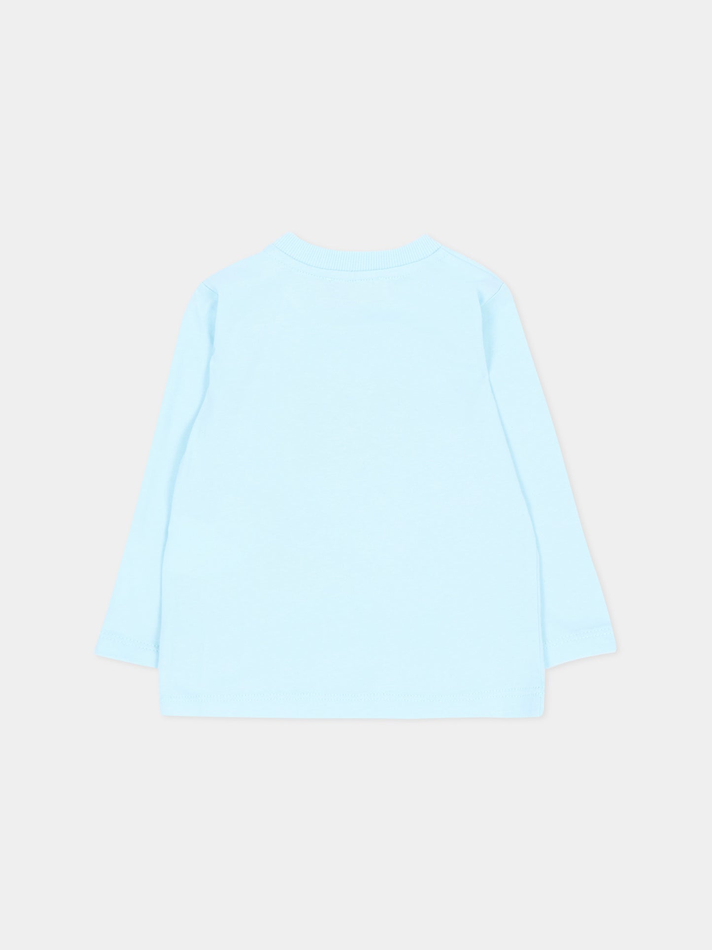 T-shirt a manica lunga celeste con teddy bear,Moschino Kids,MQO014 LAA10 40304