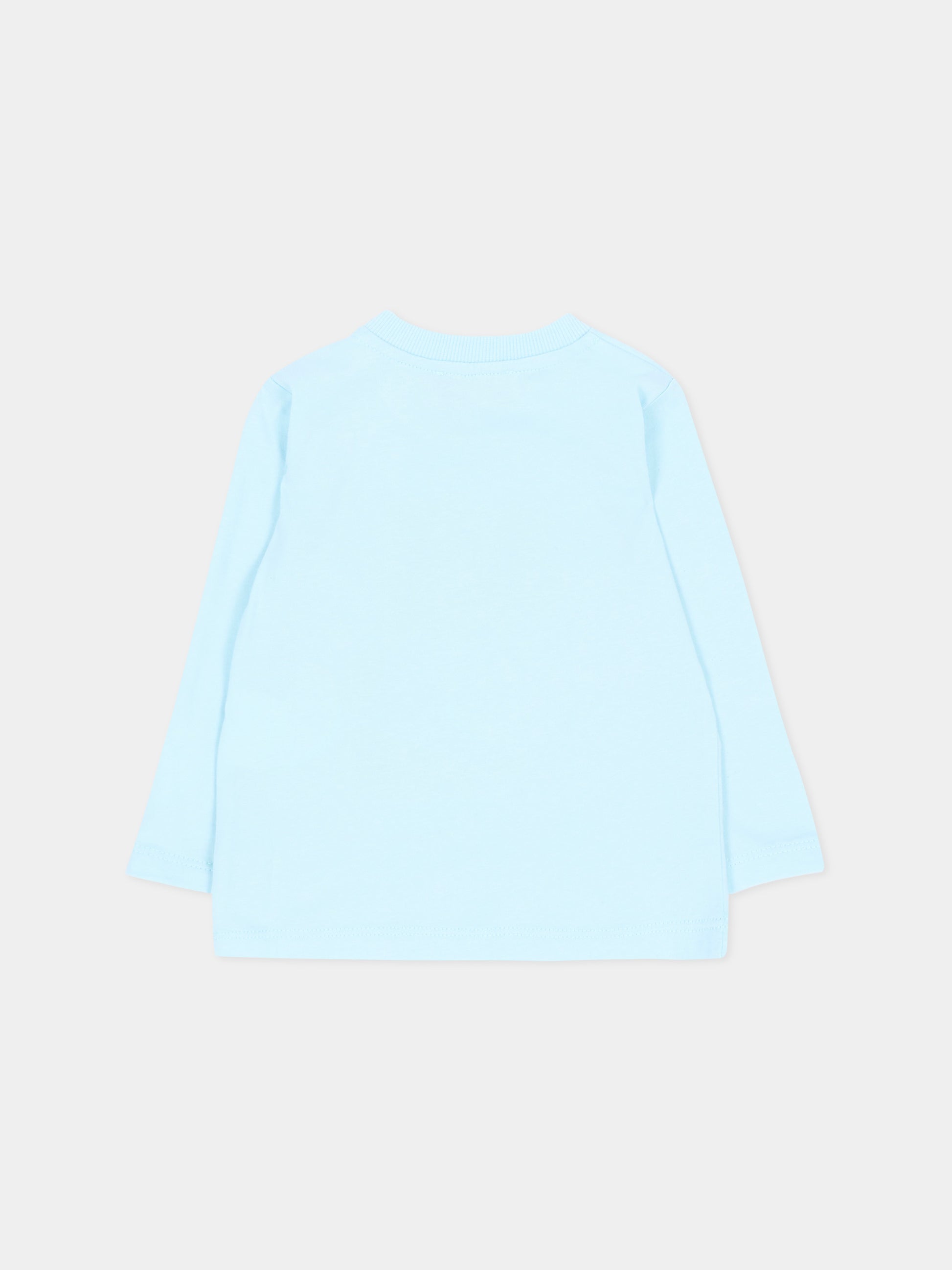 T-shirt a manica lunga celeste con teddy bear,Moschino Kids,MQO014 LAA10 40304