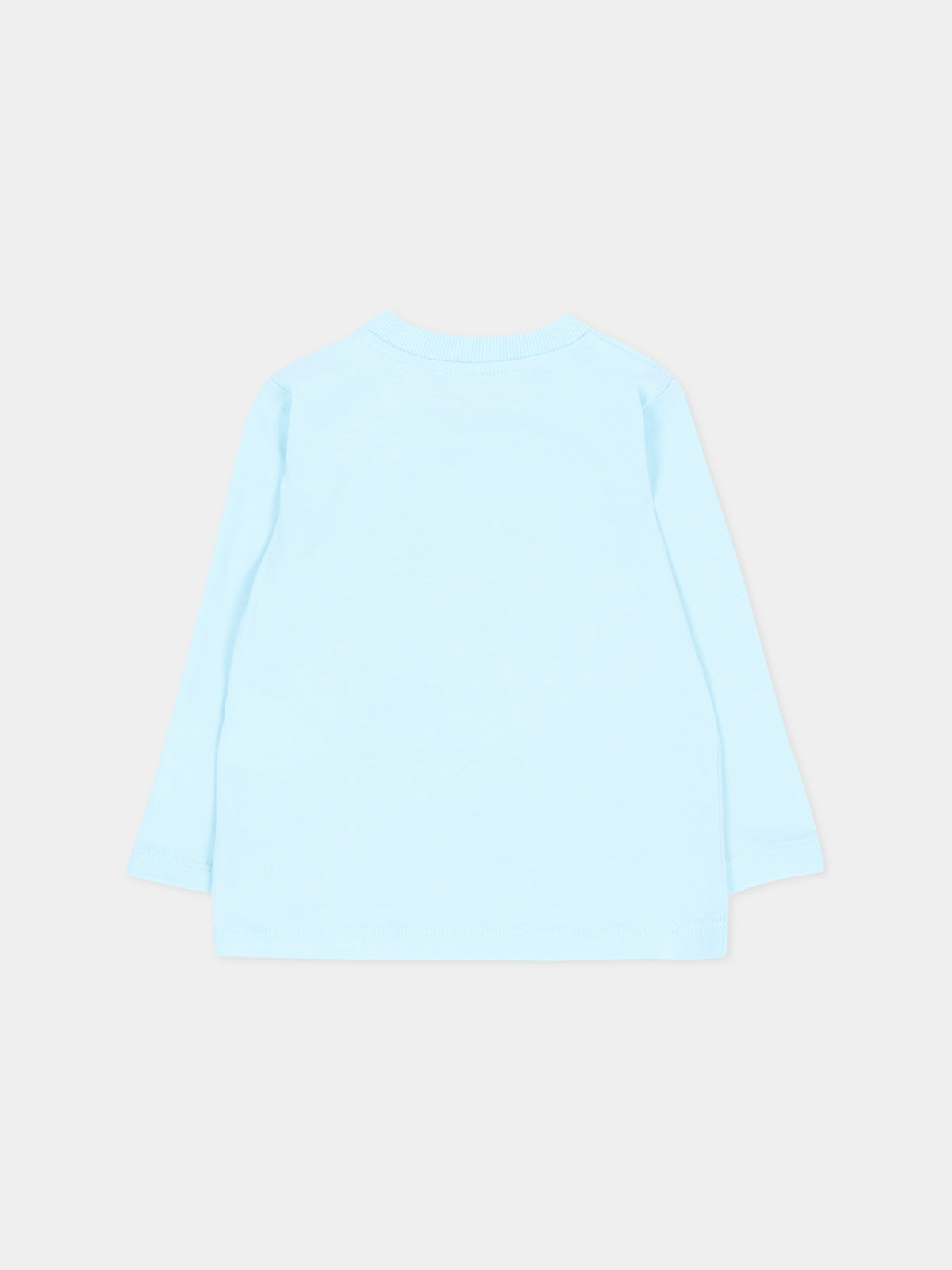 T-shirt a manica lunga celeste con teddy bear,Moschino Kids,MQO014 LAA10 40304