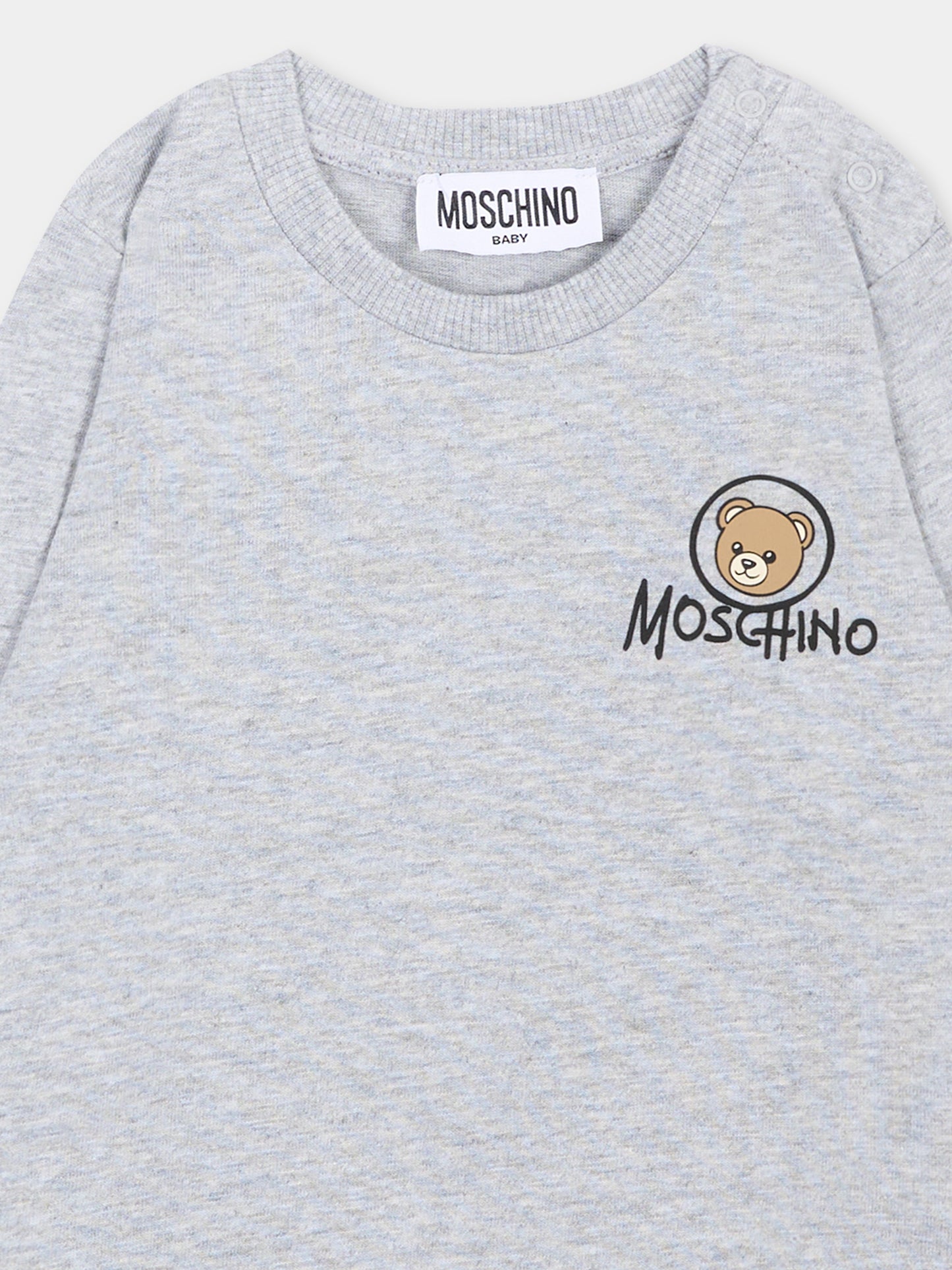 T-Shirt grigia per neonati con Teddy Bear,Moschino Kids,MRO014 LAA34 60901