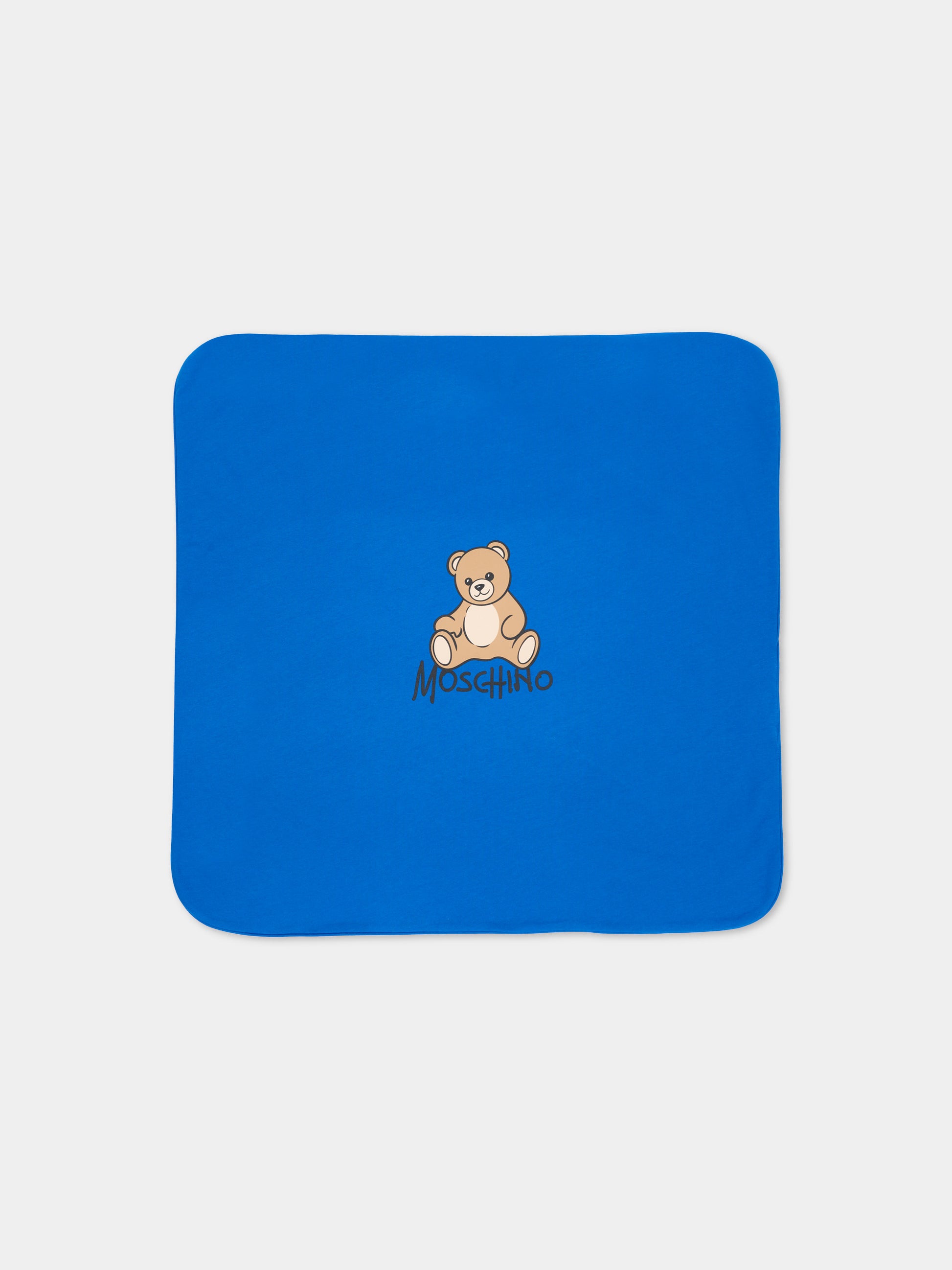 Coperta blu per neonato con Teddy Bear,Moschino Kids,MTB00F LCA40 40157