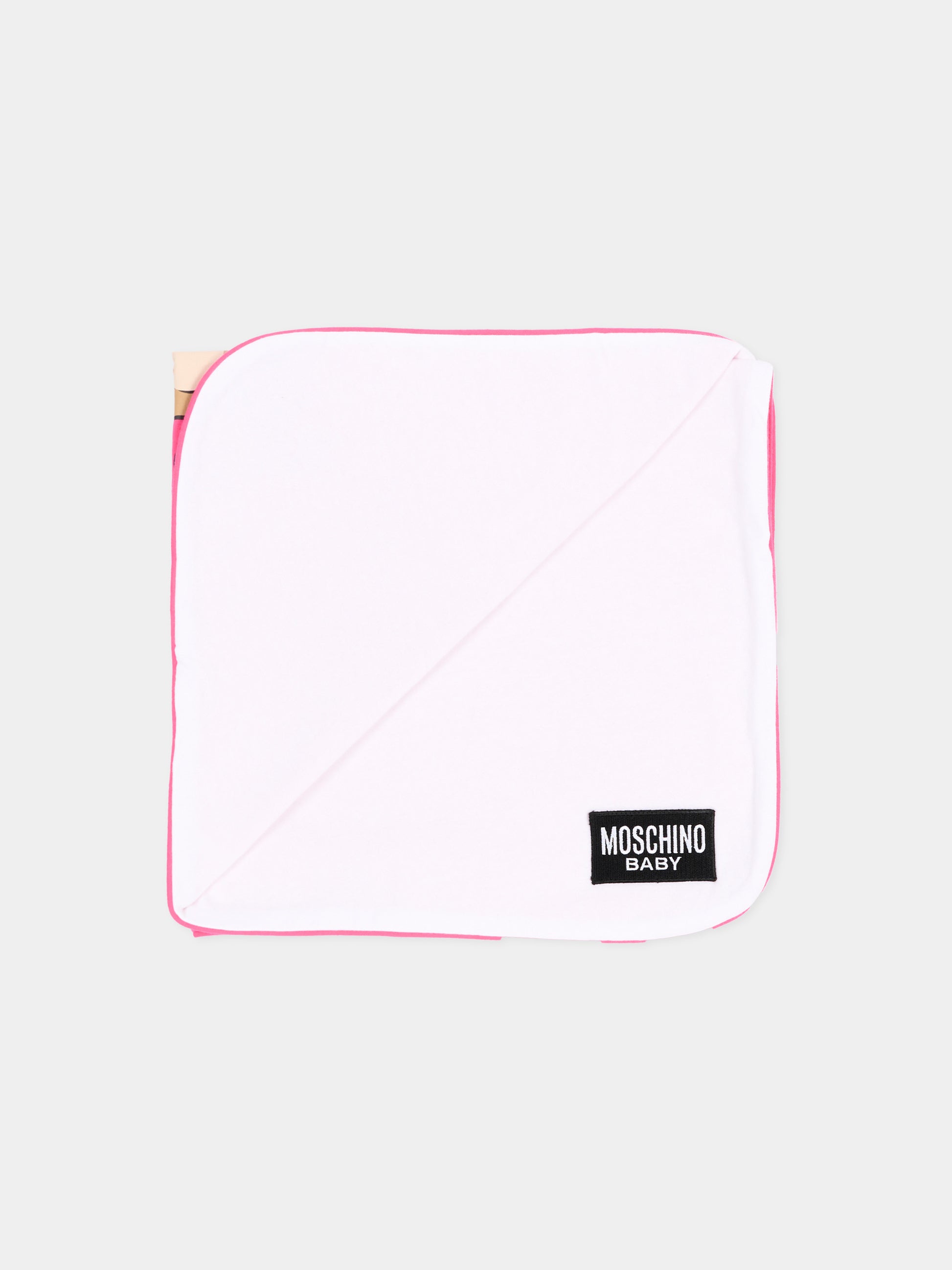 Coperta fucsia per neonata con Teddy Bear,Moschino Kids,MTB00F LCA40 51450