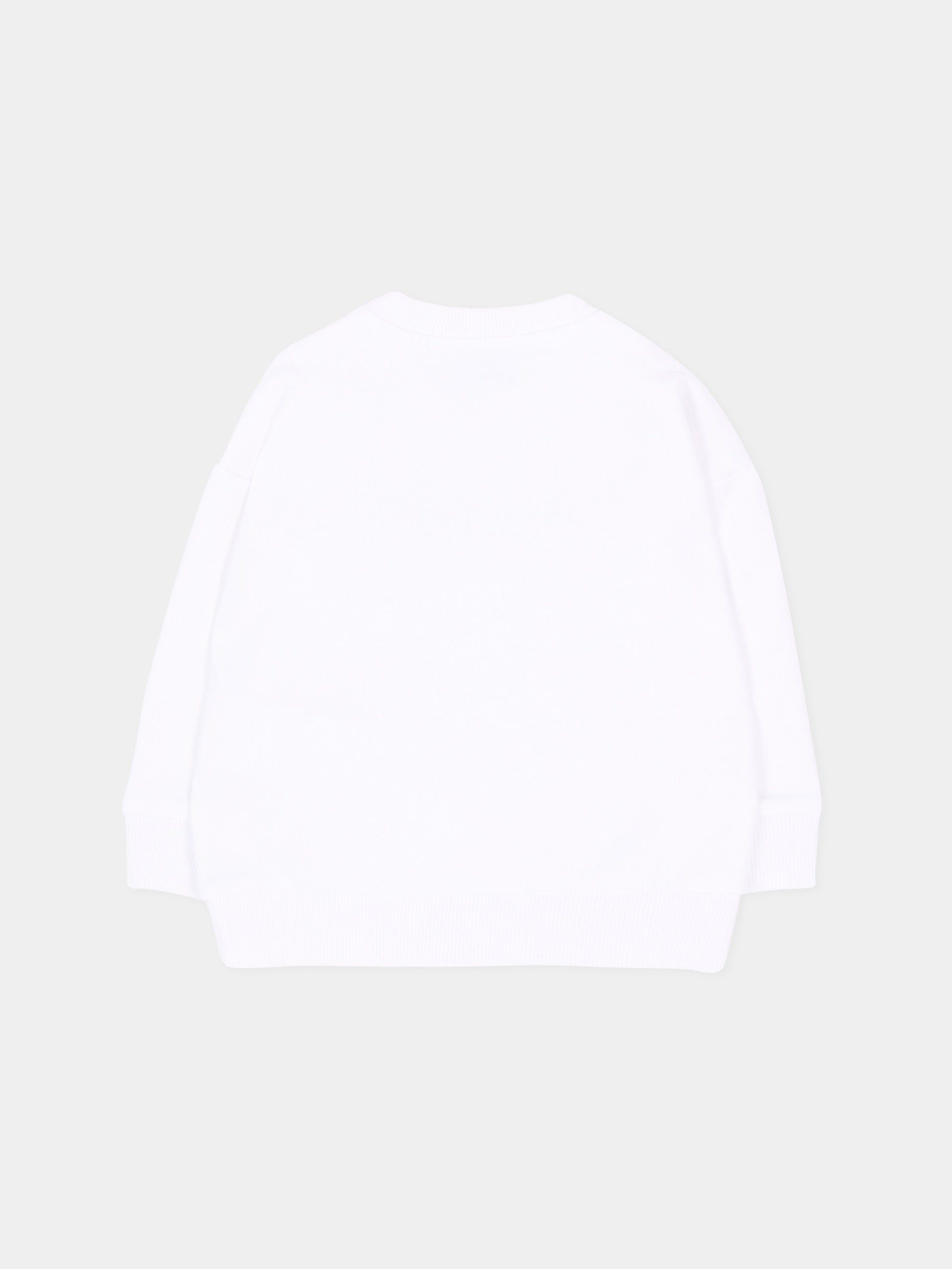 Felpa bianca per neonati con logo,Moschino Kids,MUF06N LCA93 10101