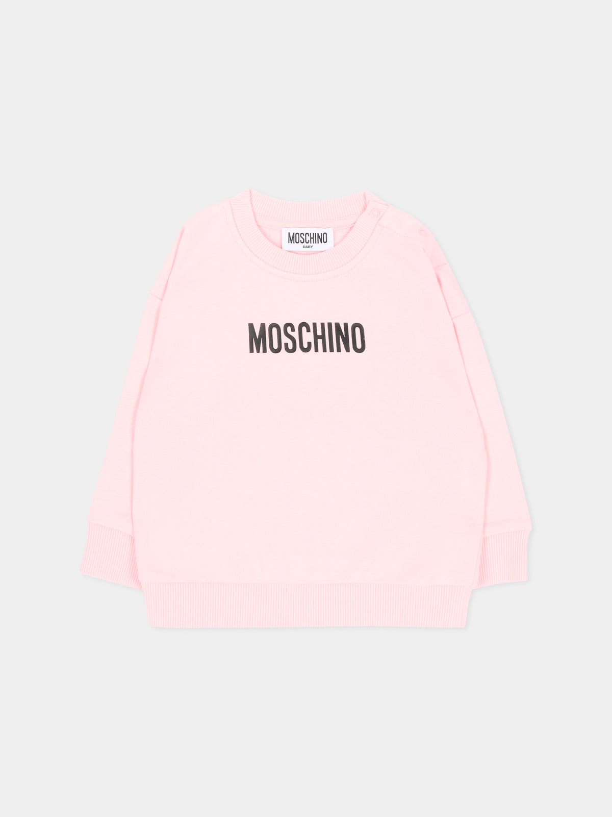Felpa rosa per neonata con logo,Moschino Kids,MUF06N LCA93 50209