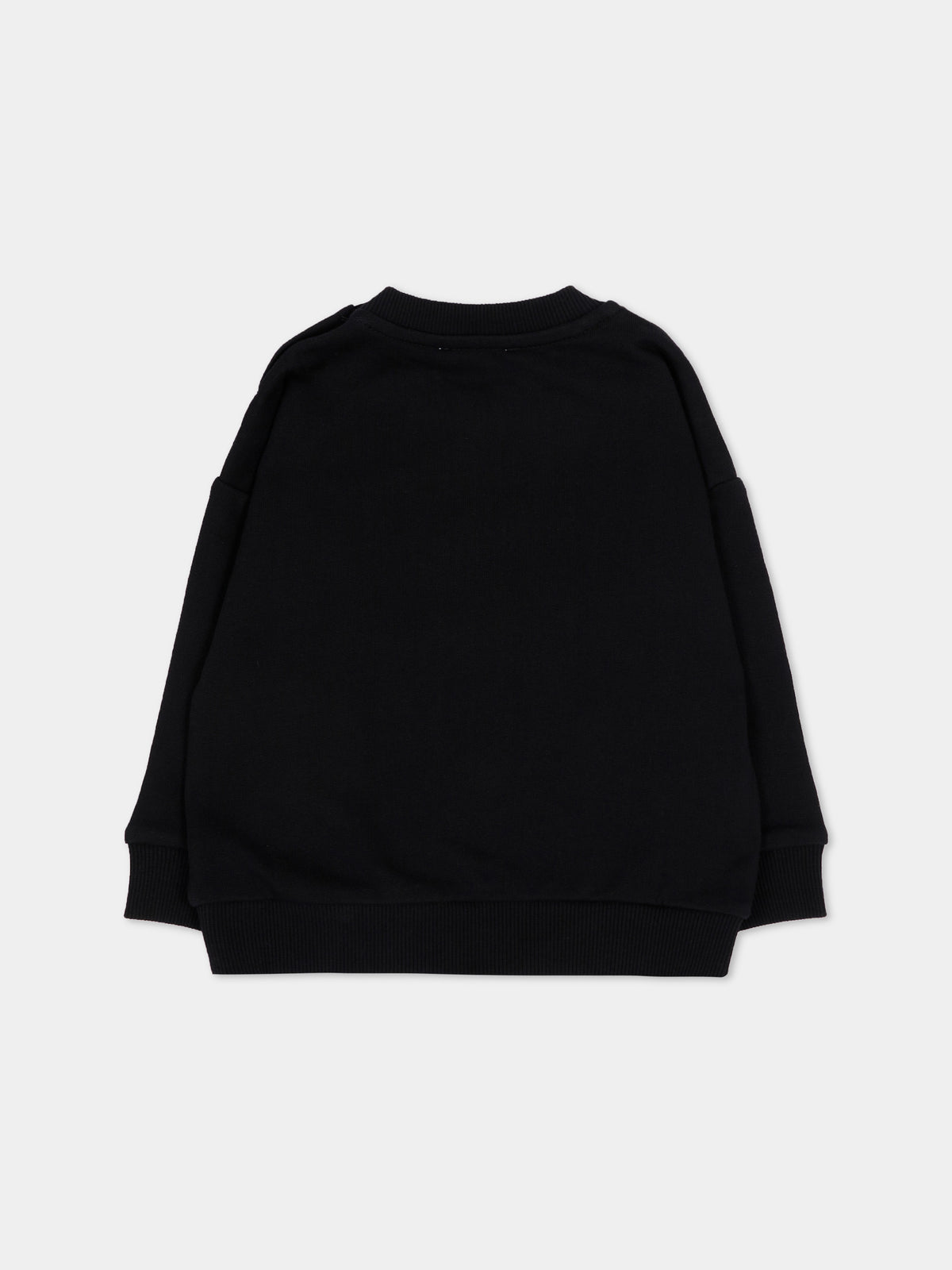 Felpa nera per neonati con logo,Moschino Kids,MUF06N LCA93 60100