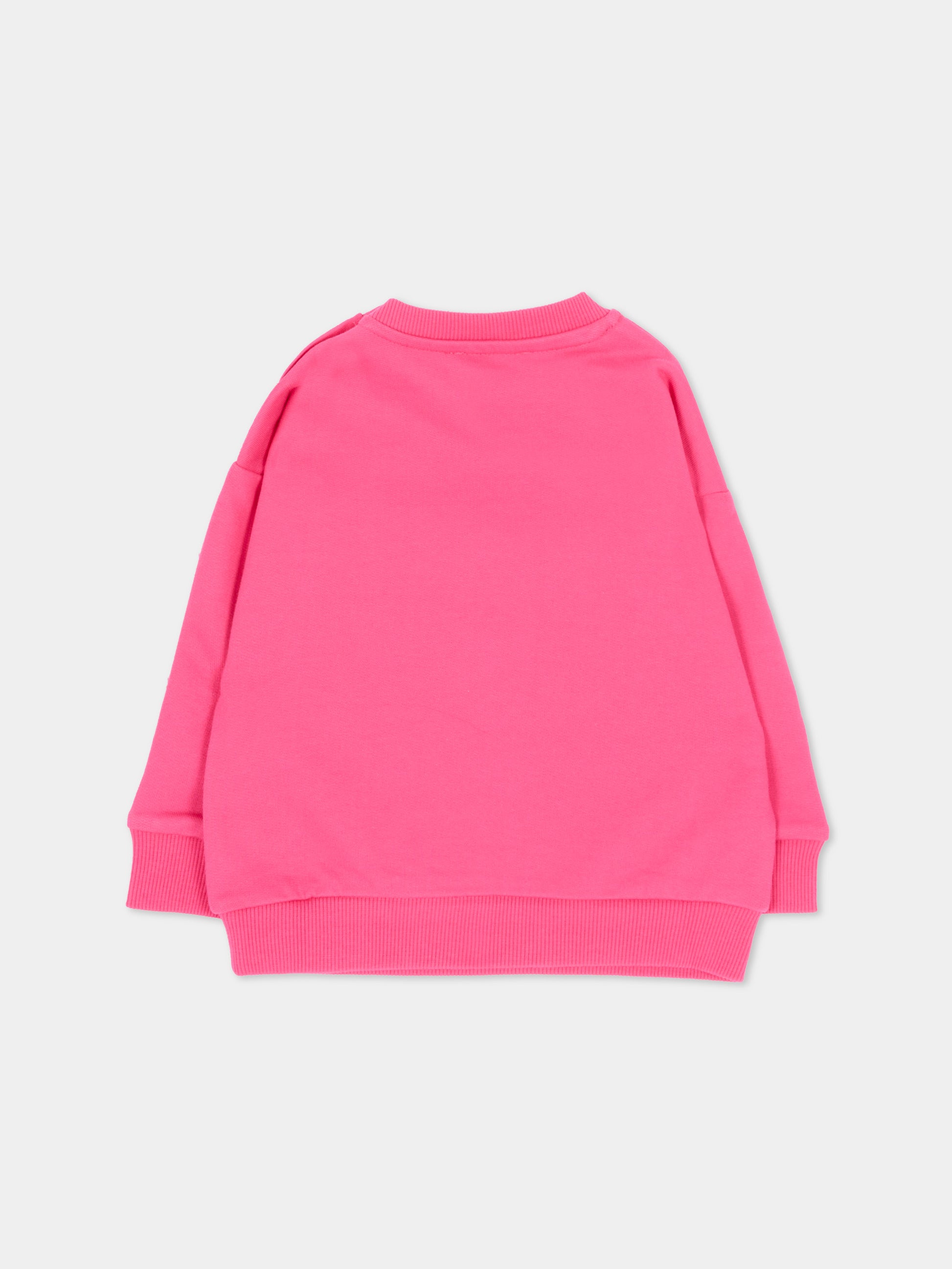 Felpa rosa per neonata con logo,Moschino Kids,MUF06N LCA93 51450