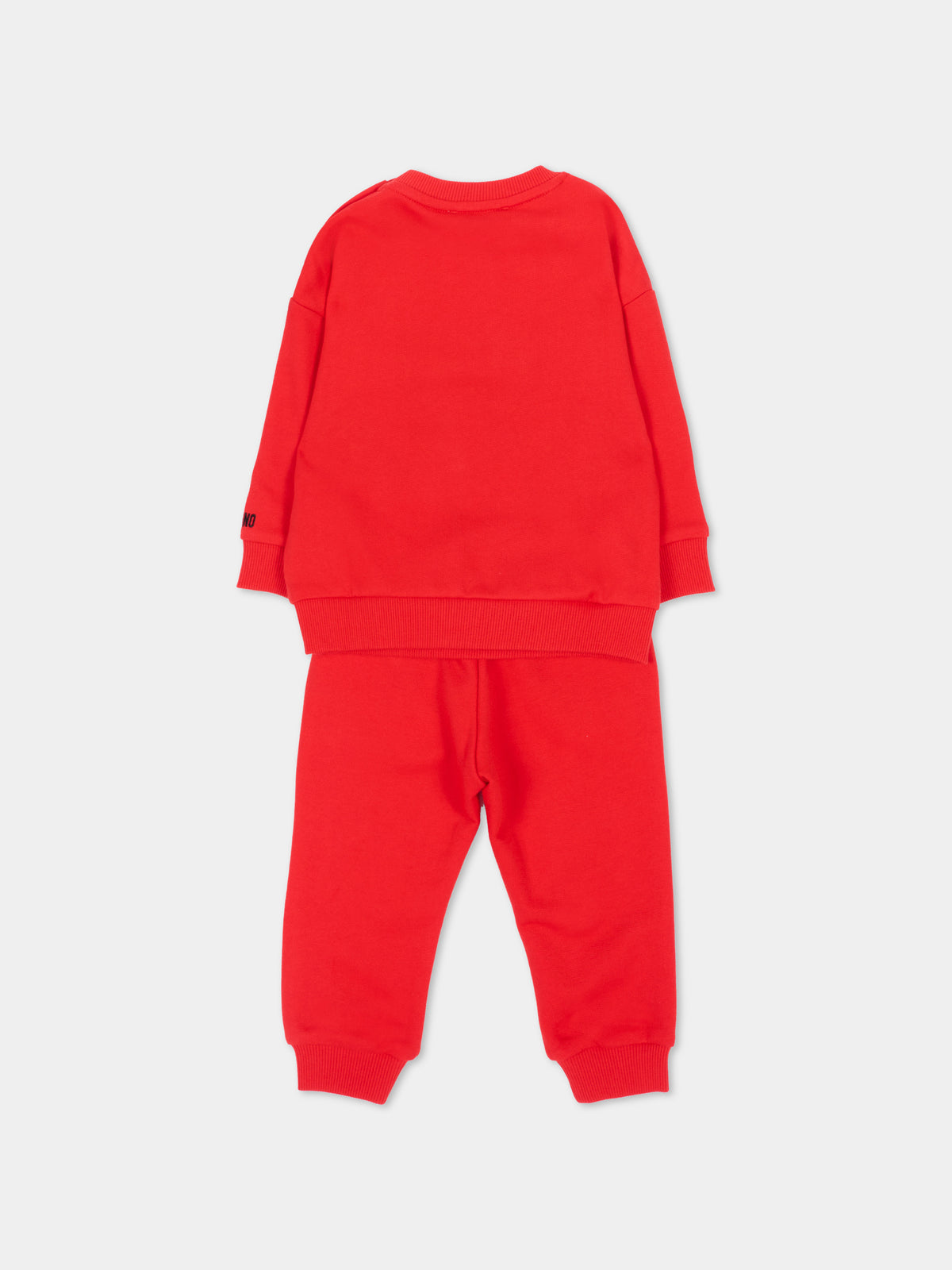 Completo sportivo lungo rosso per neonati con Teddy Bear,Moschino Kids,MUK05V LCA93 50109